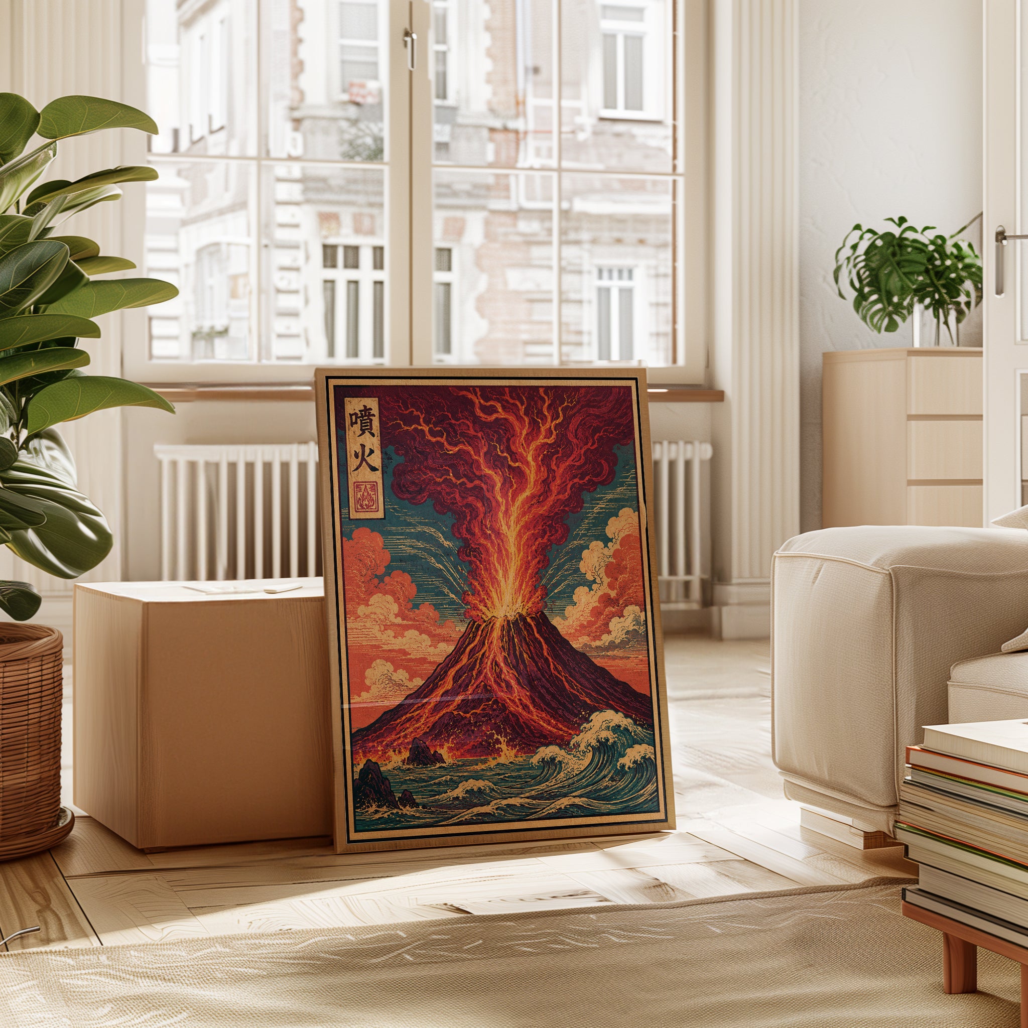 Japanese Volcano Print — Ukiyo-e Inspired Eruption - interior