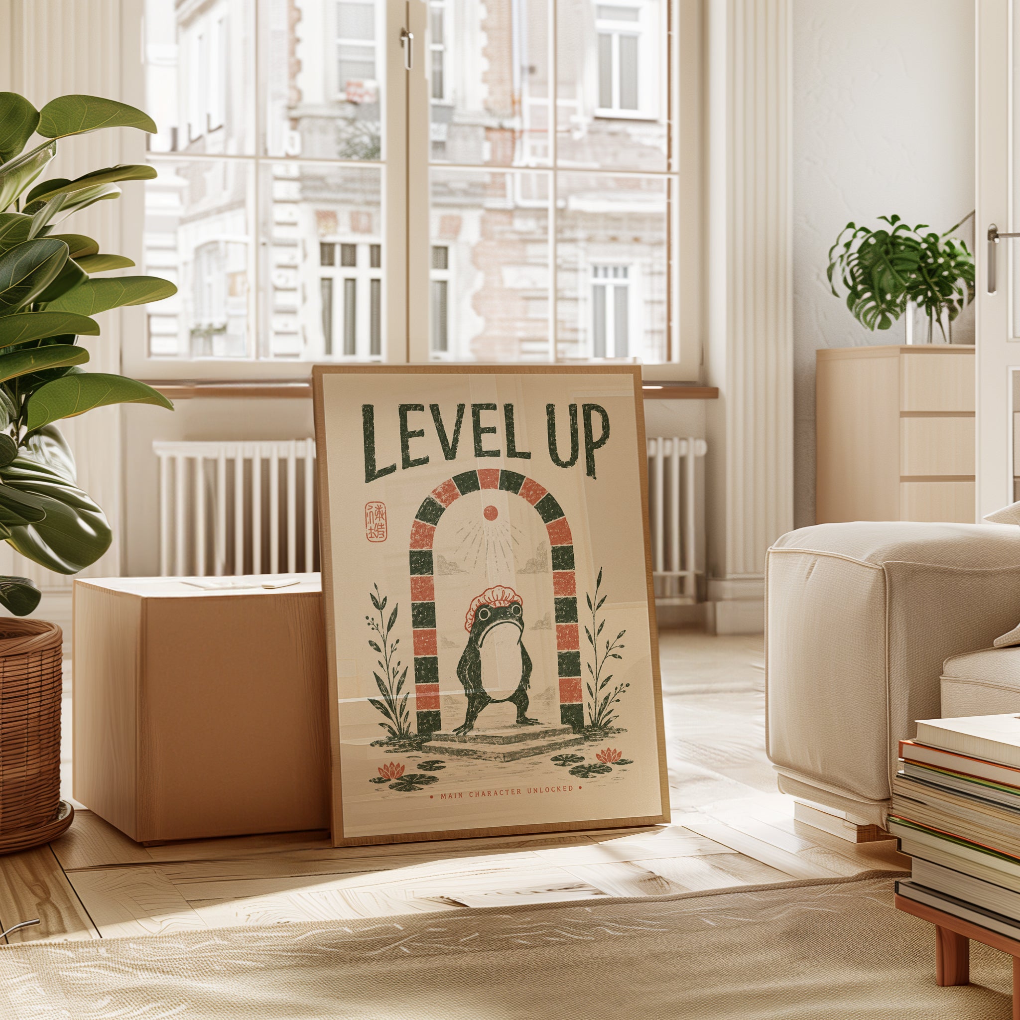 Frog Motivational Print – Level Up Wall Art - interior