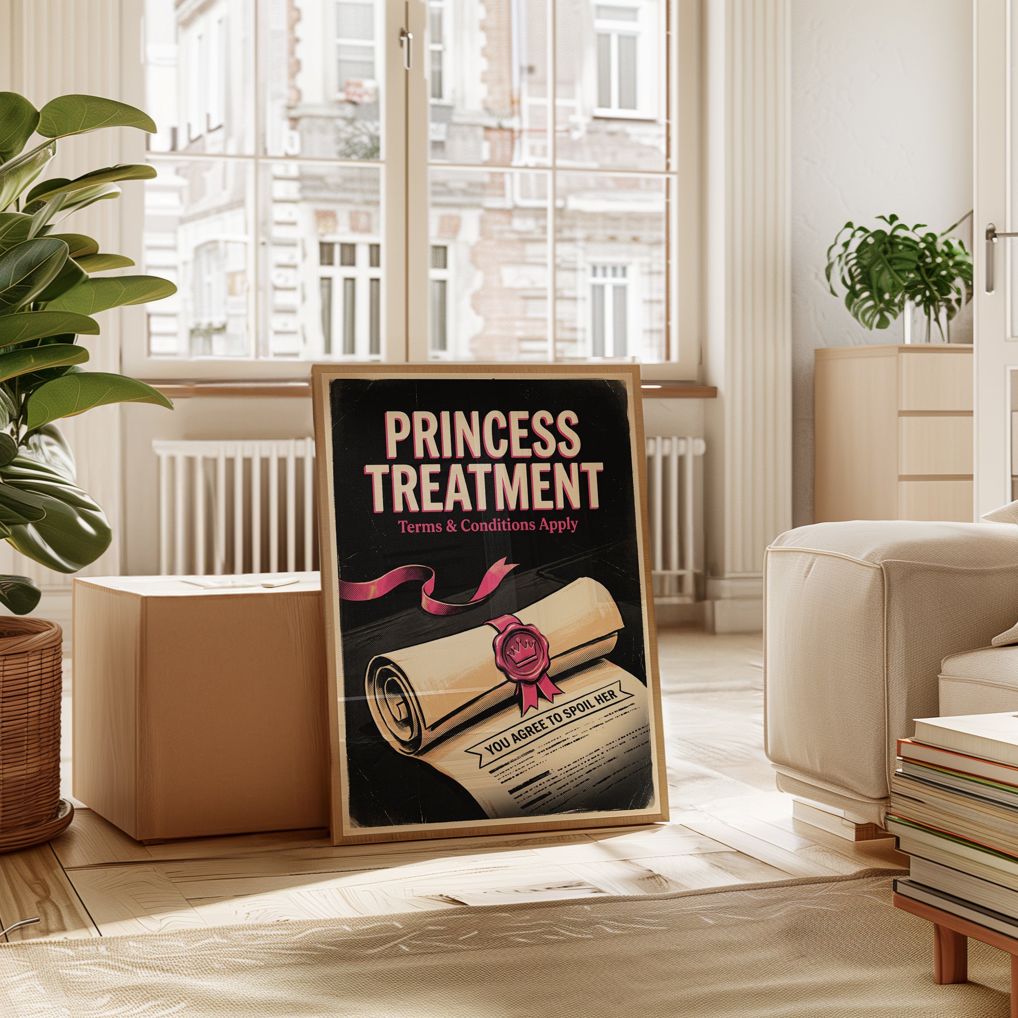 Princess Treatment Contract Poster: Retro Typography Wall Art - interior