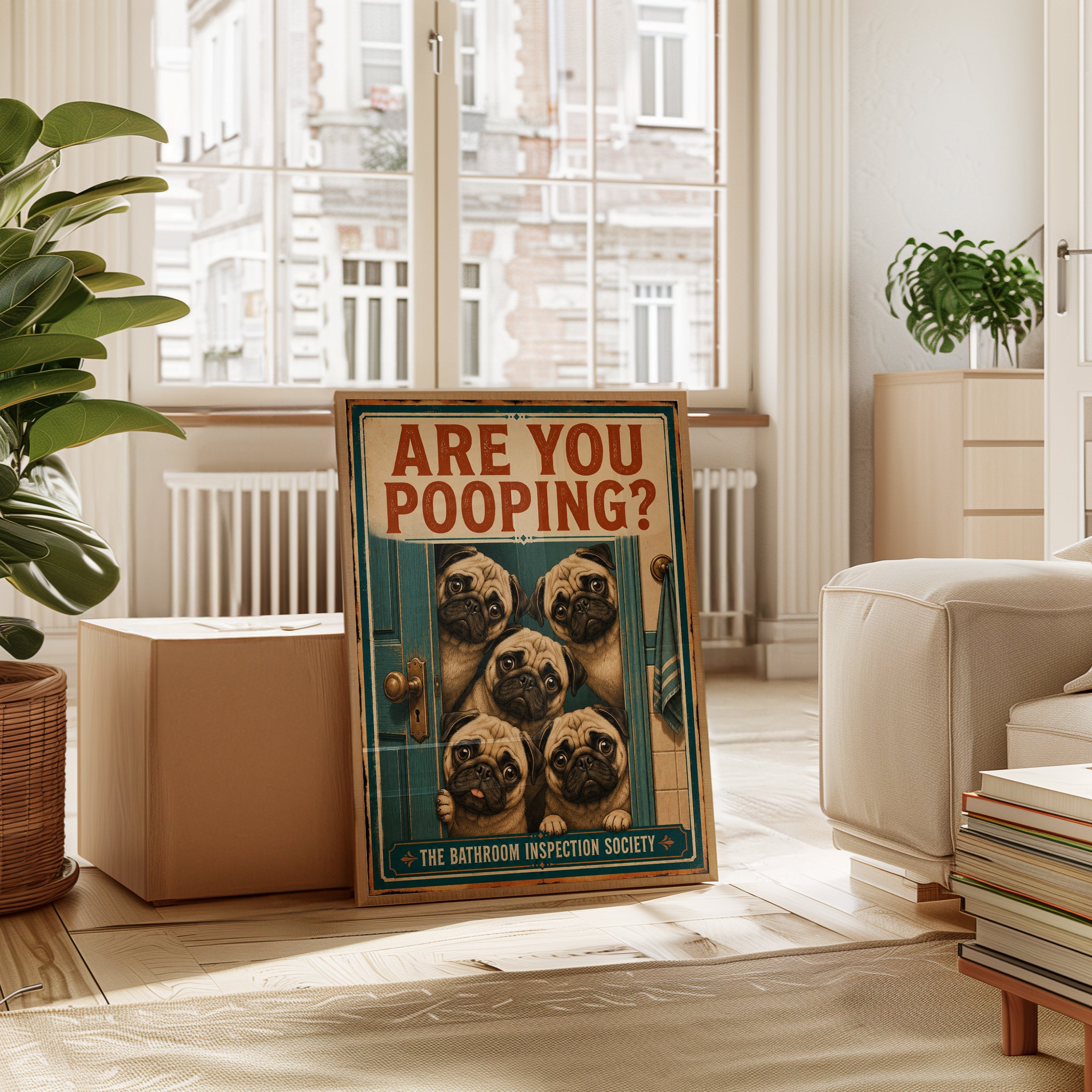 Pug Wall Art Print: Vintage Humor - interior