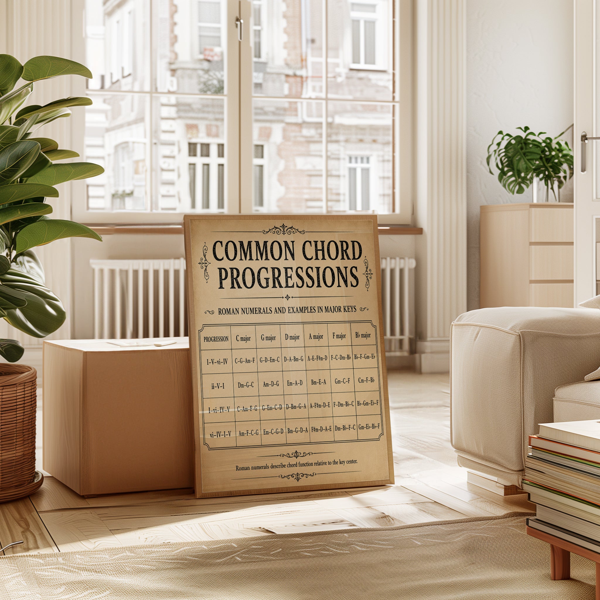 Music Theory Poster – Chord Progressions Chart - interior