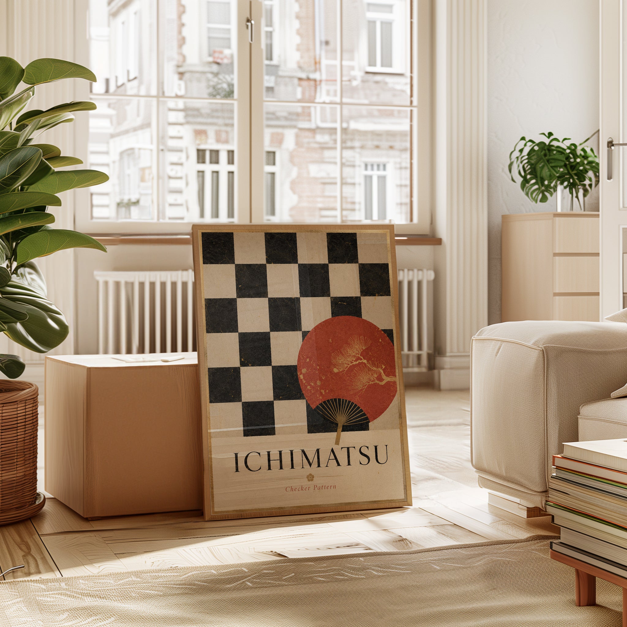 Japanese Wall Art Print: Coral Fan - interior