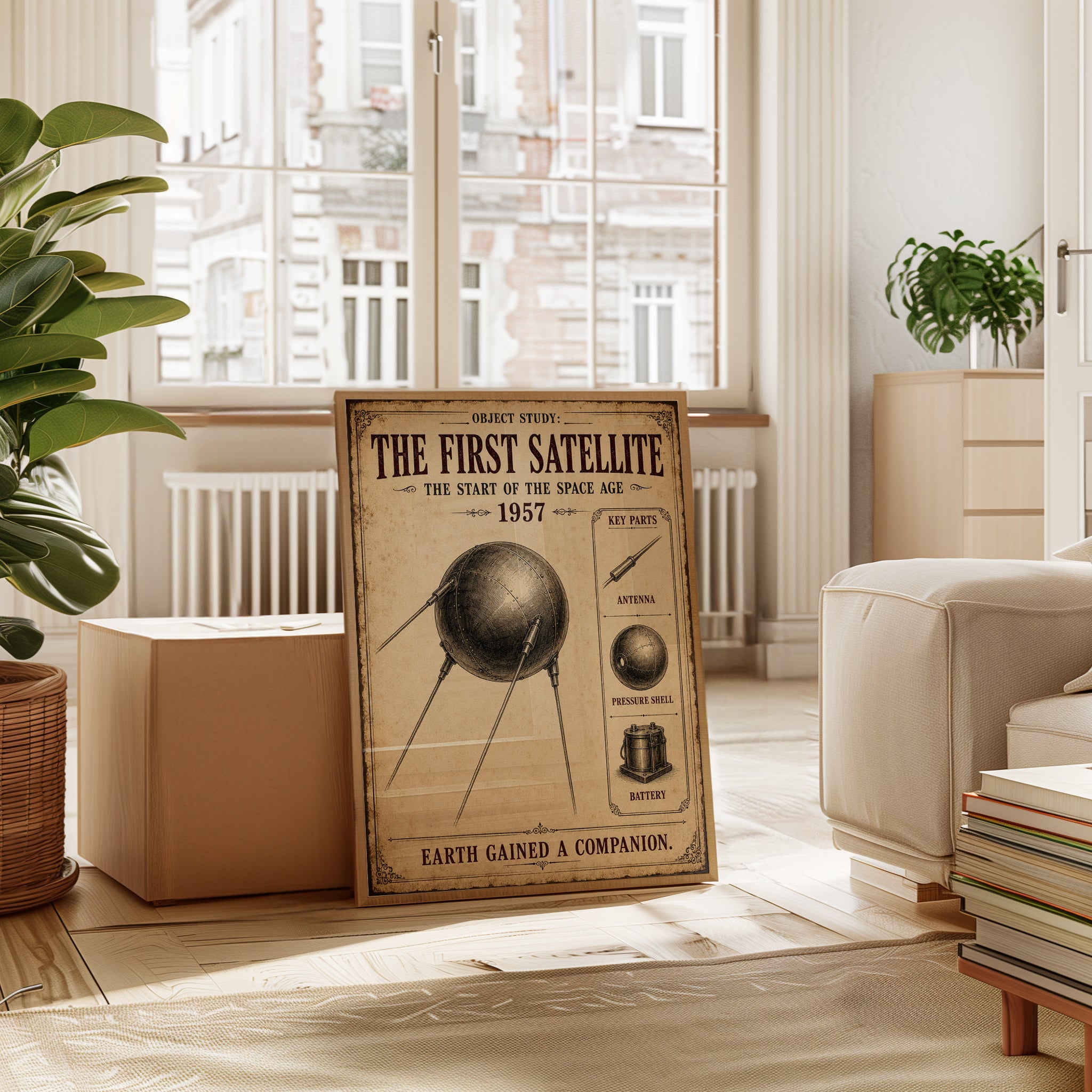 Sputnik Satellite Poster — Vintage Space Age Educational Print - interior