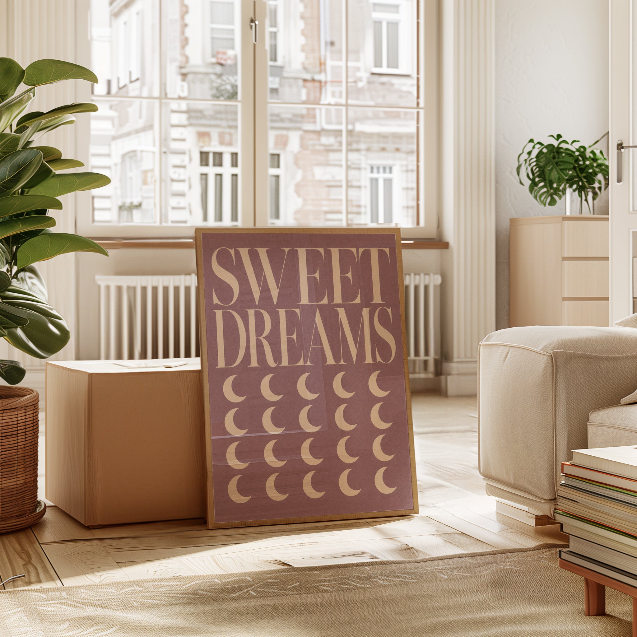 Sweet Dreams Nursery Print: Moon Pattern - interior