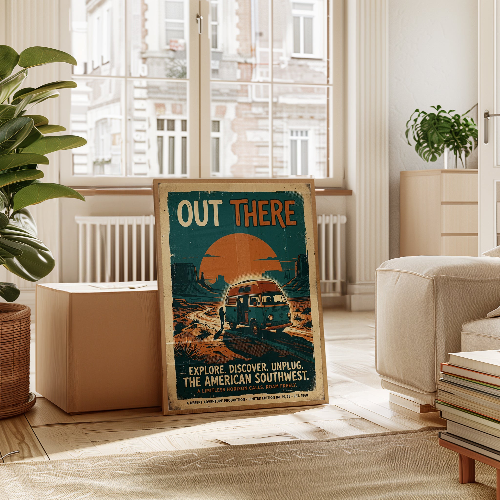 Vintage Travel Poster Print — Southwest Desert Van Life - interior