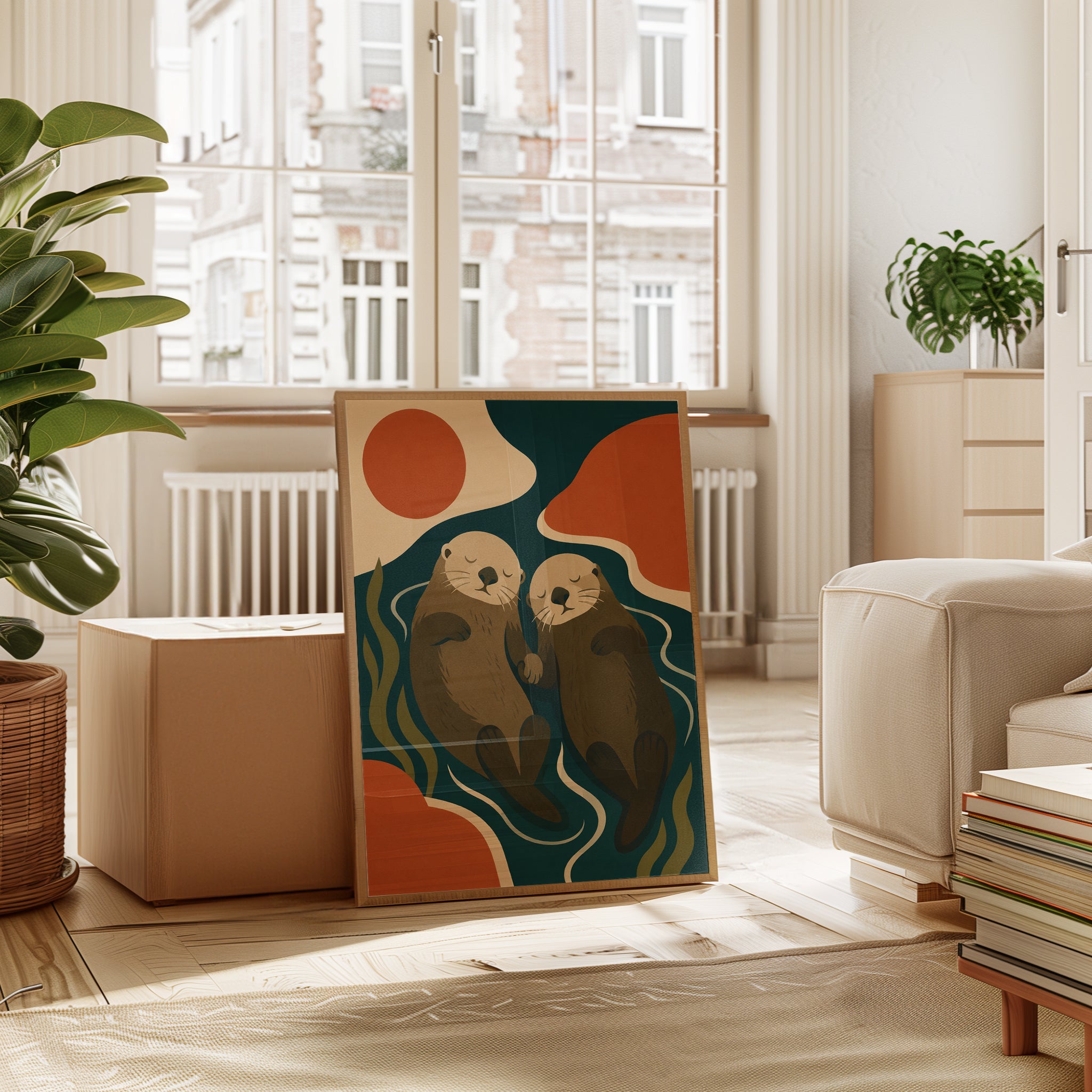 Otter Art Print — Retro Mid-Century Style - interior