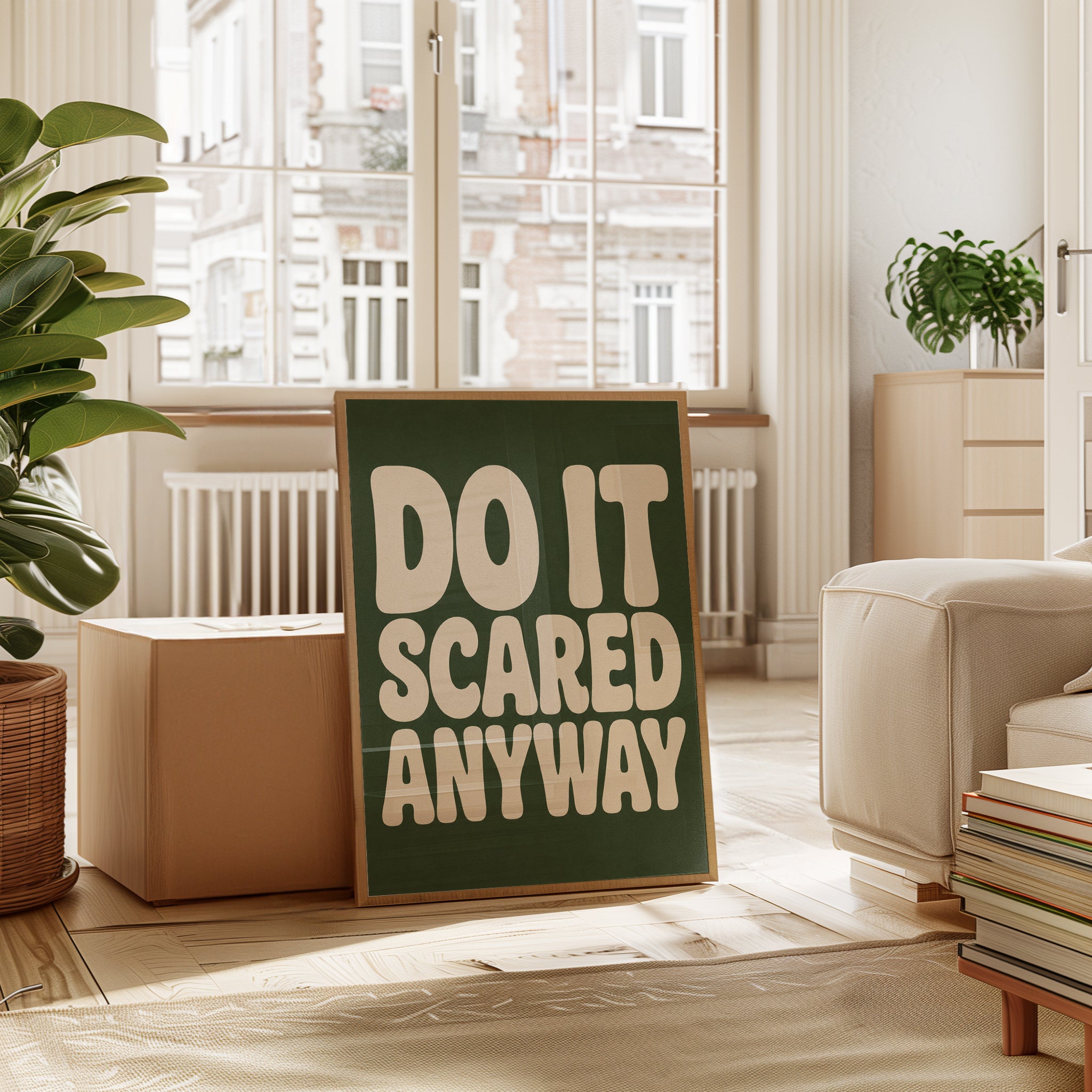 Motivational Wall Art: Bold Typography on Deep Green - interior