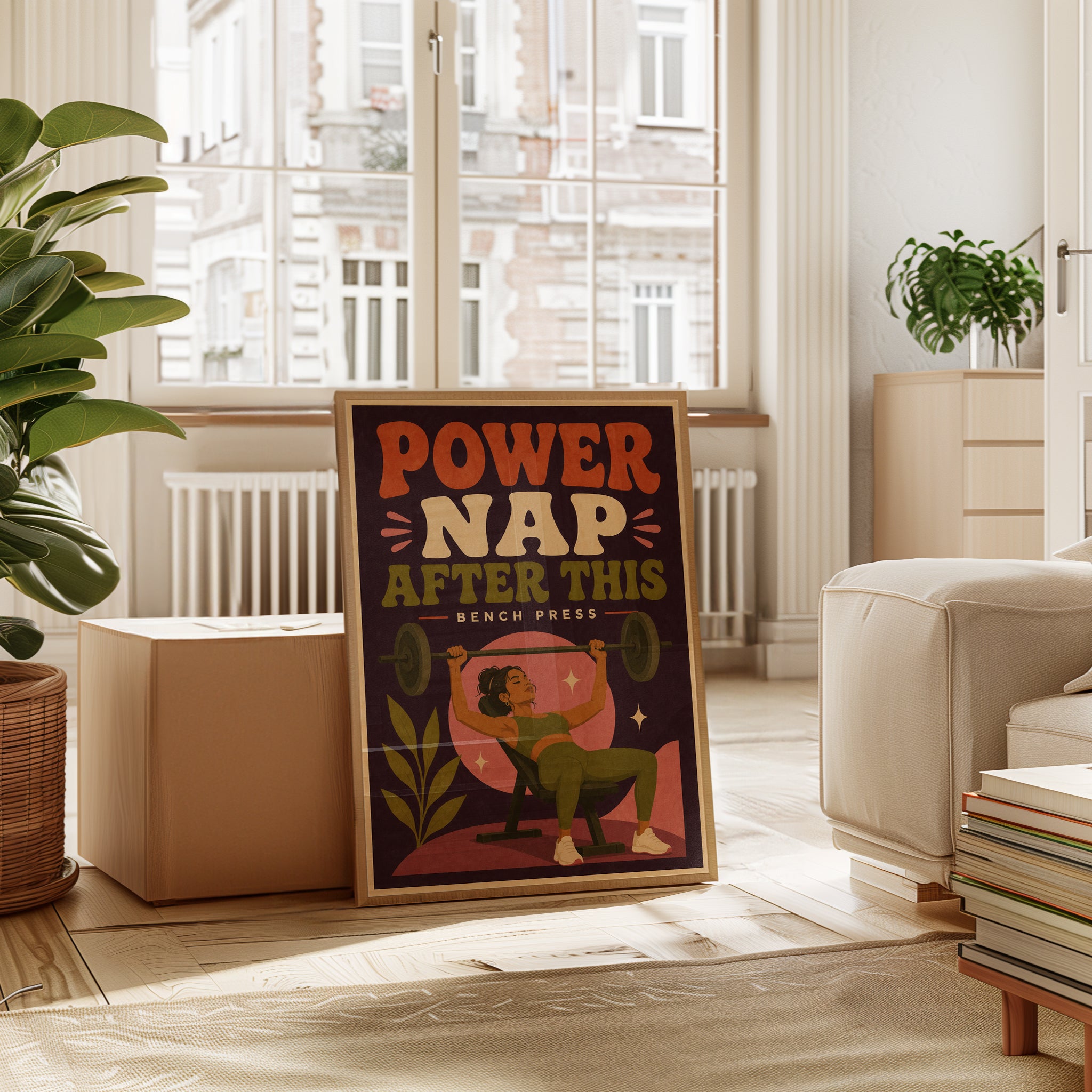 Power Nap After This Bench Press: Retro Fitness Wall Art - interior