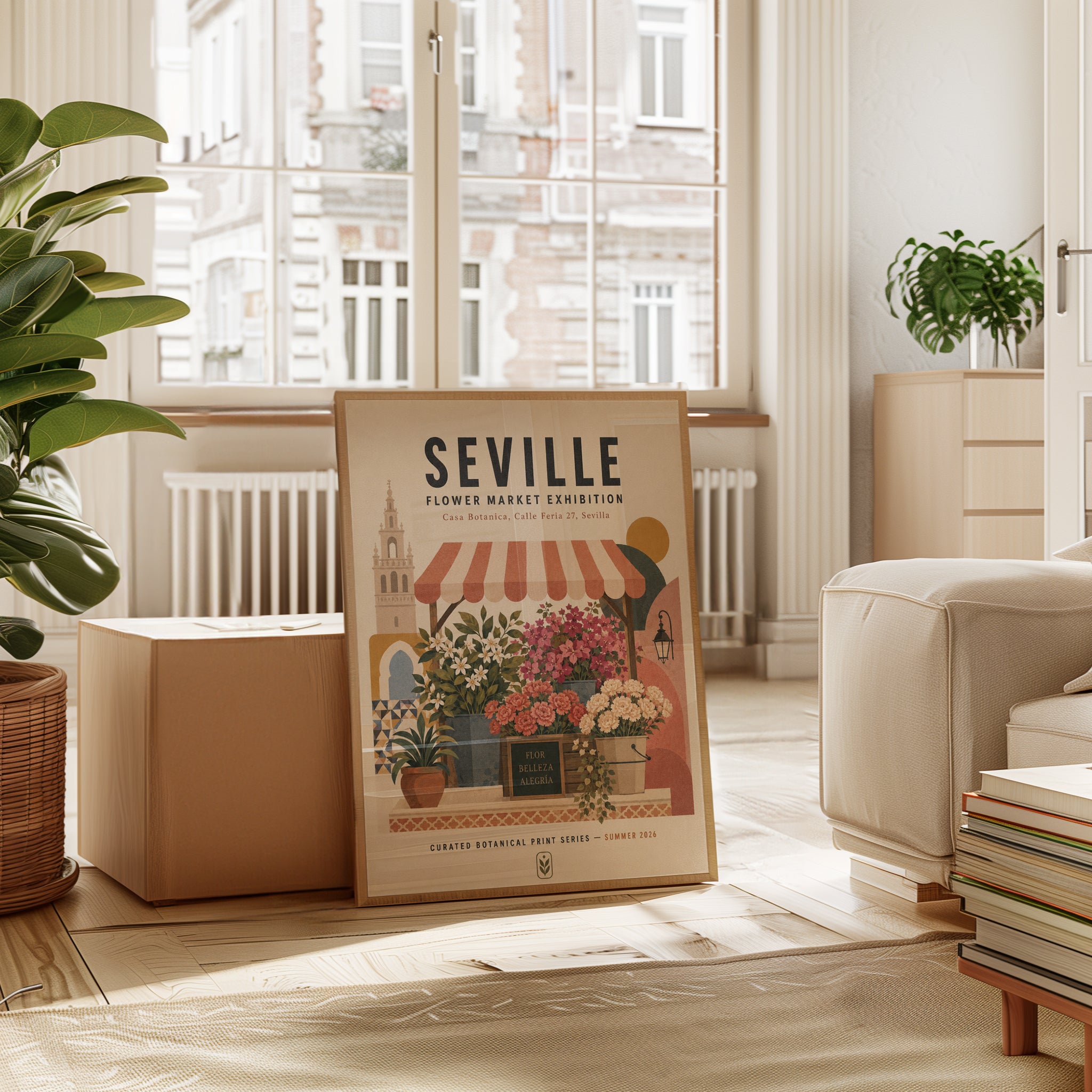 Seville Flower Market Print — Vintage Botanical Travel Poster - interior
