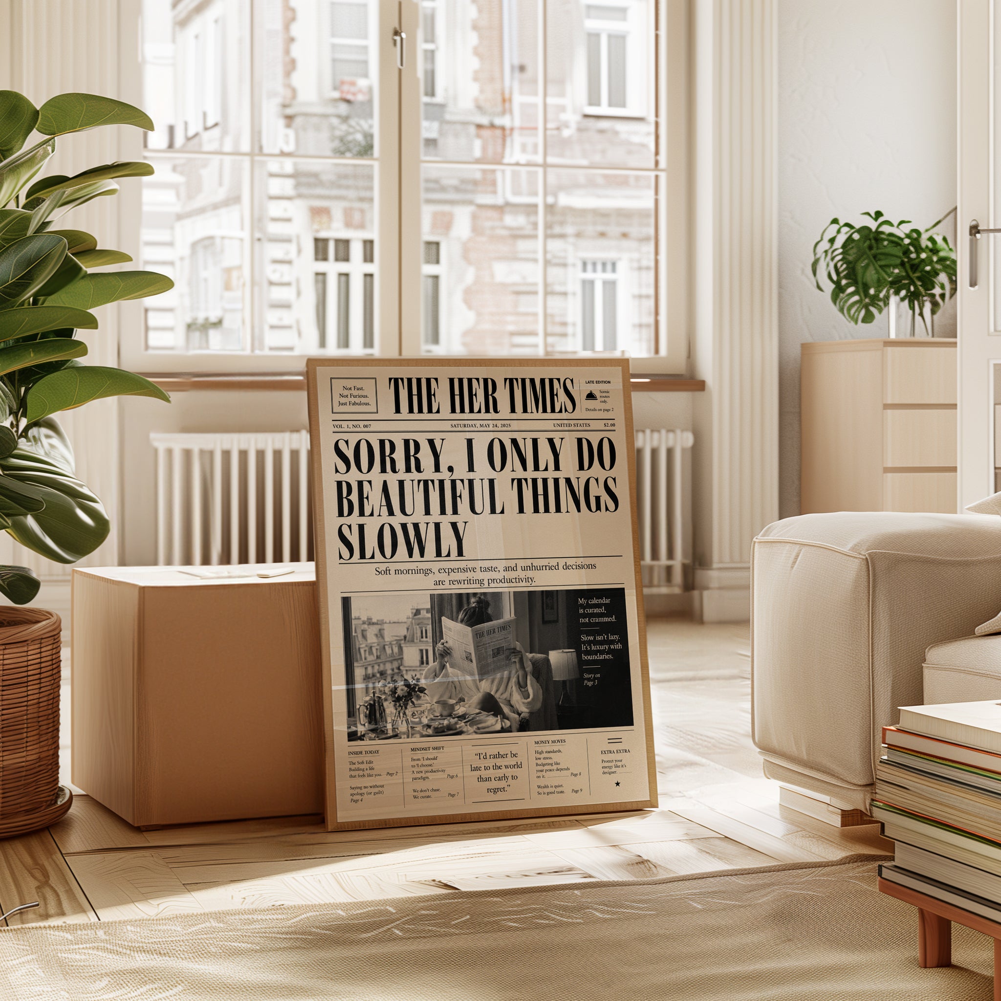 The Her Times Newspaper Art Print: Vintage Typography Poster - interior