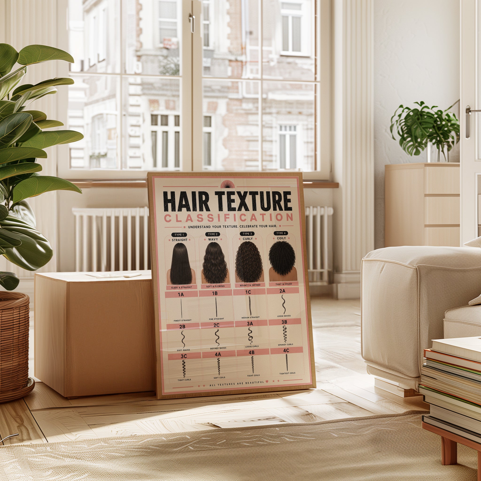 Hair Texture Classification Chart Poster: Beauty Education Print - interior
