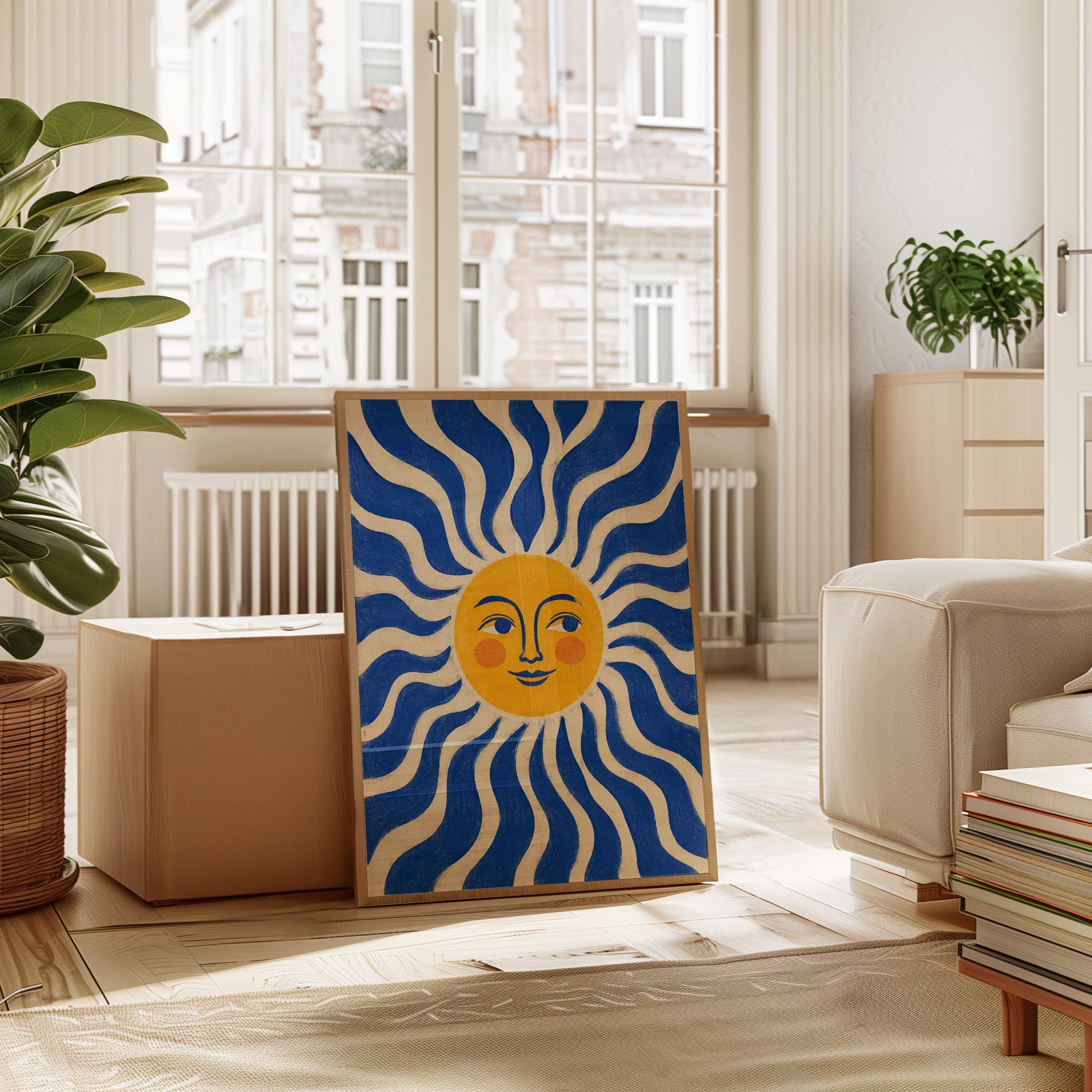 Folk Art Sun Poster – Vintage Sun Wall Art - interior
