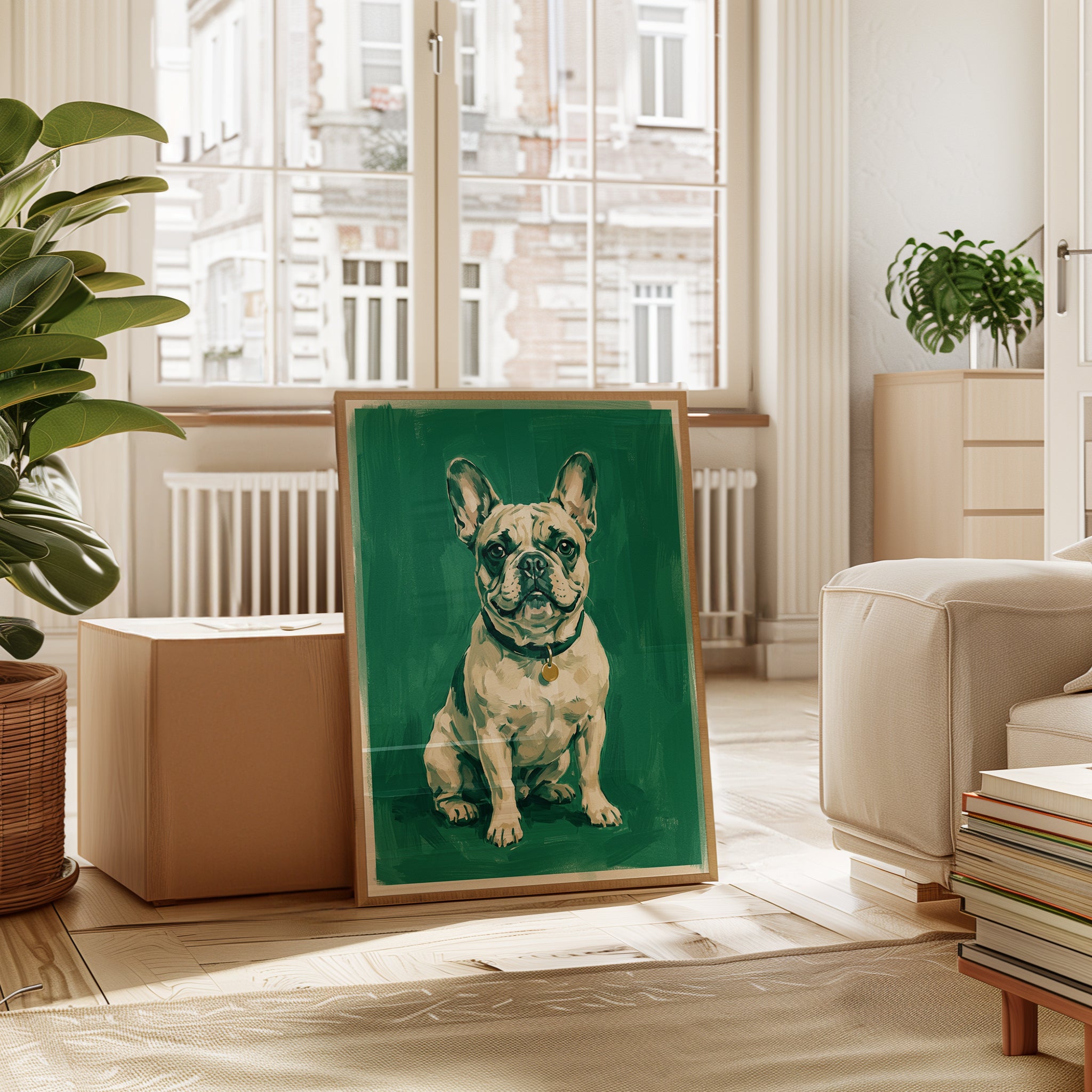 French Bulldog Print: Emerald Green - interior