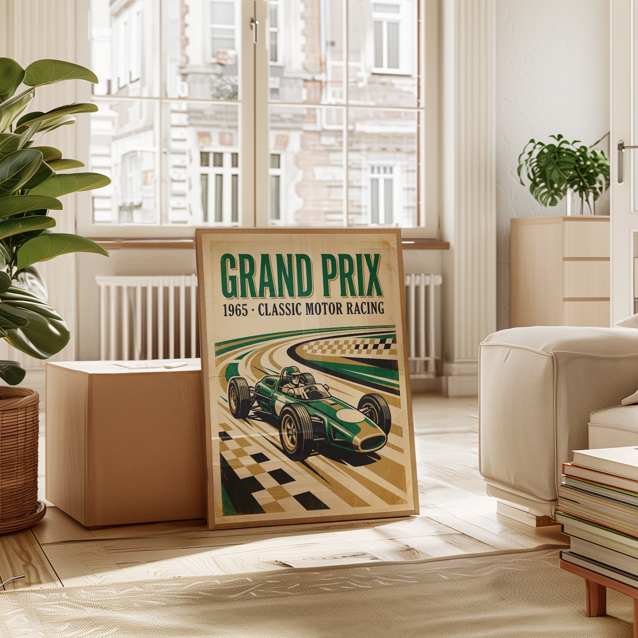Vintage Grand Prix Poster Print — 1965 Classic Motor Racing - interior
