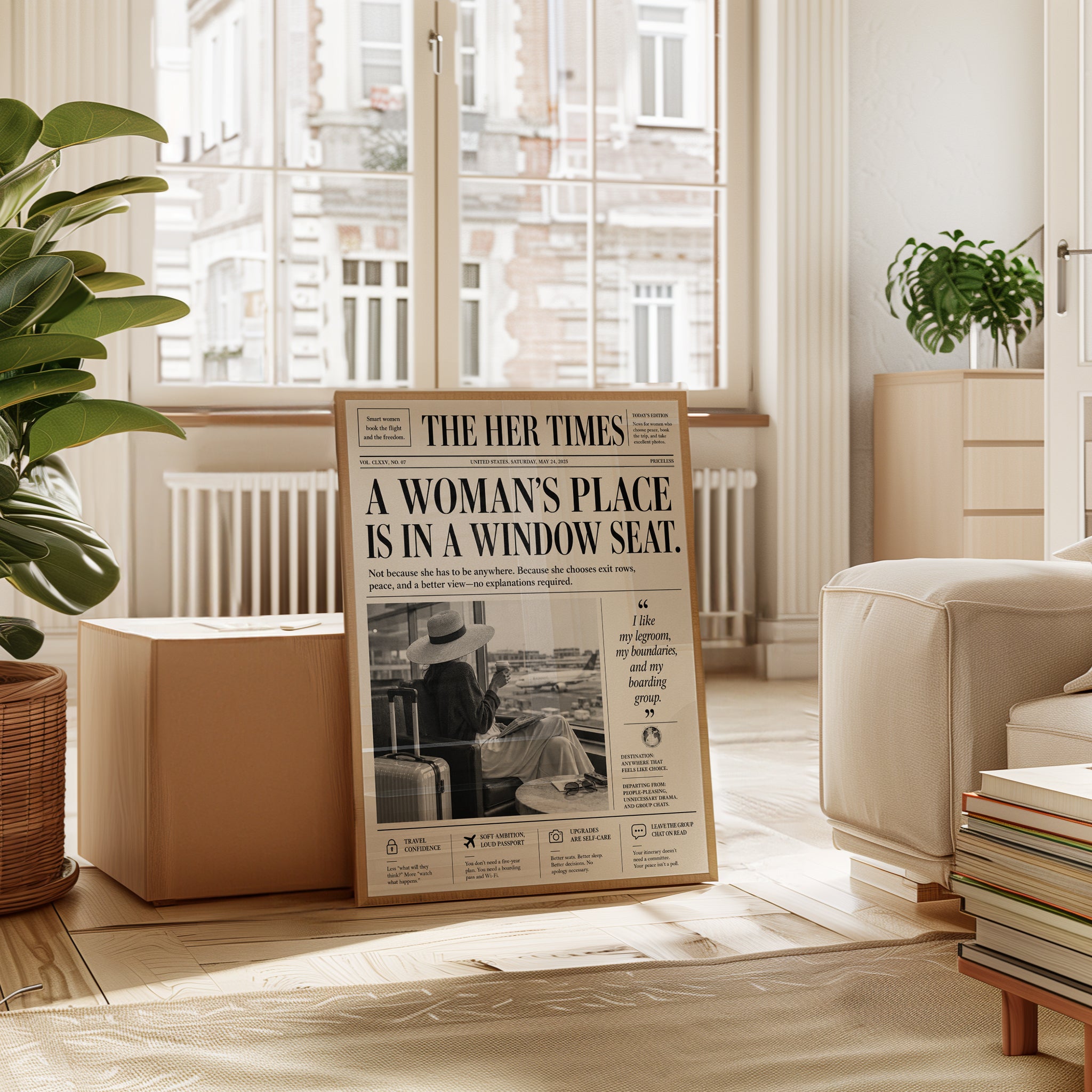Newspaper Wall Art Print: Vintage Travel - interior