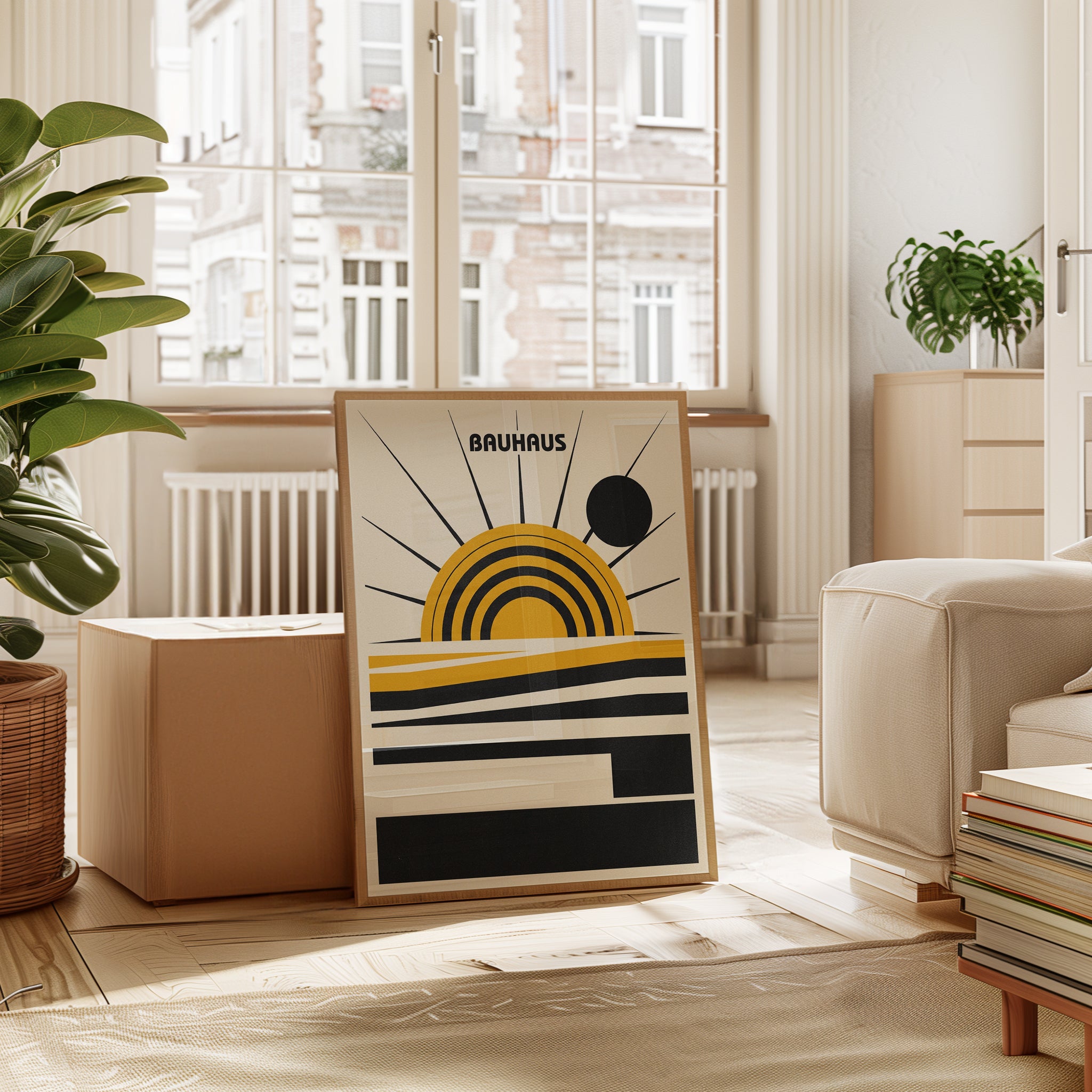 Bauhaus Geometric Sunrise Print - interior