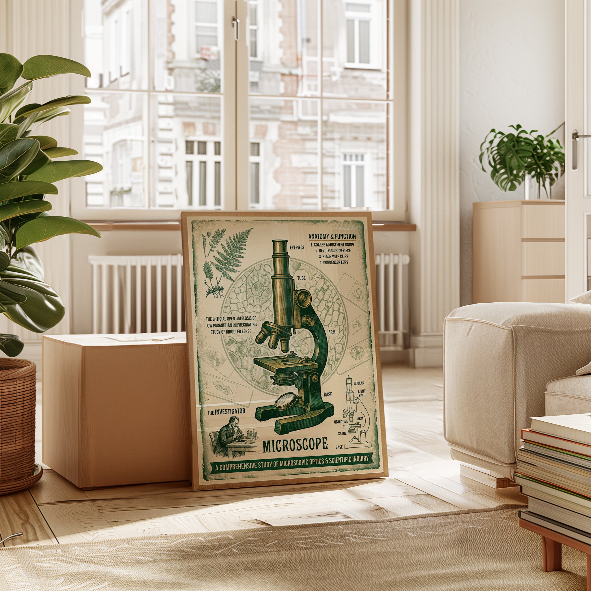 Vintage Microscope Diagram Poster: Scientific Botanical Art Print - interior