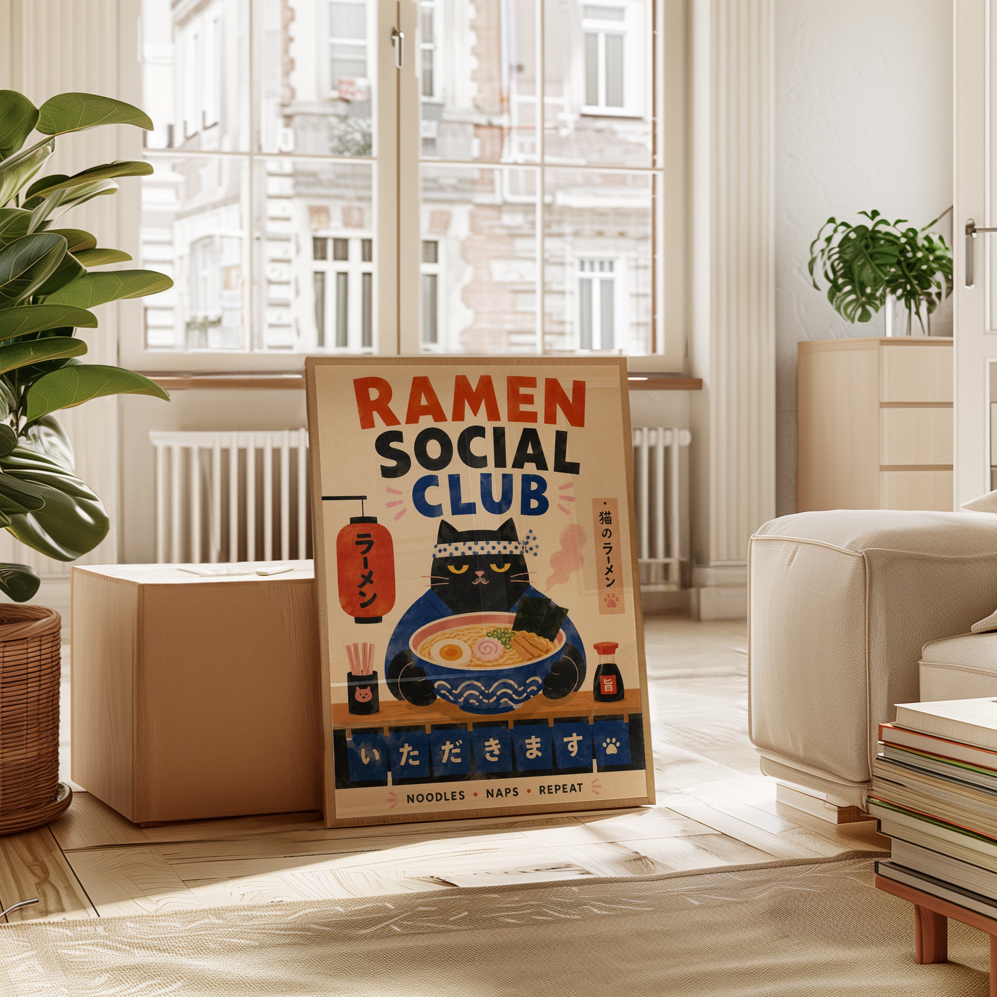 Ramen Wall Art – Japanese Cat Print - interior