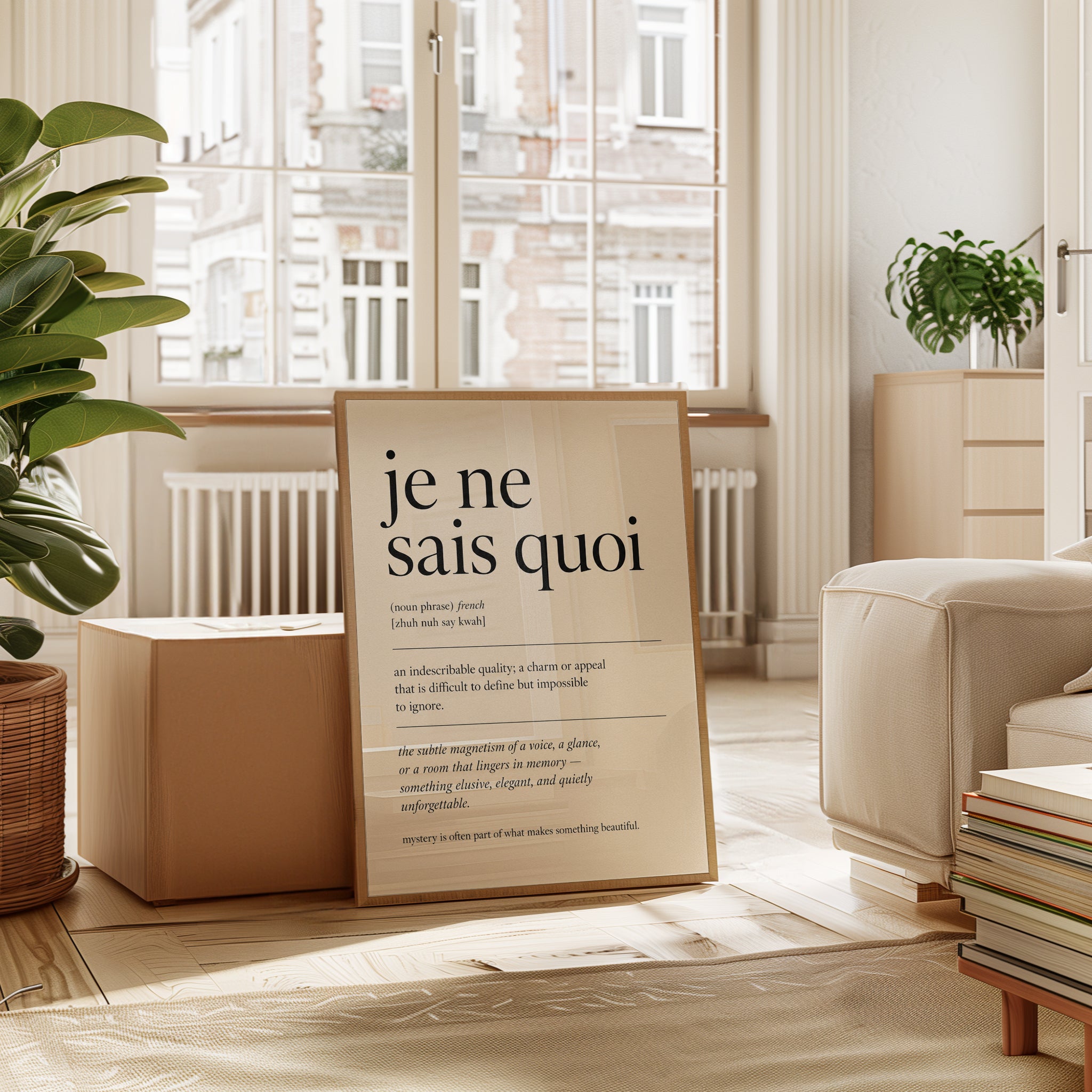 French Quote Print: Je Ne Sais Quoi Definition (Minimalist Wall Art) - interior