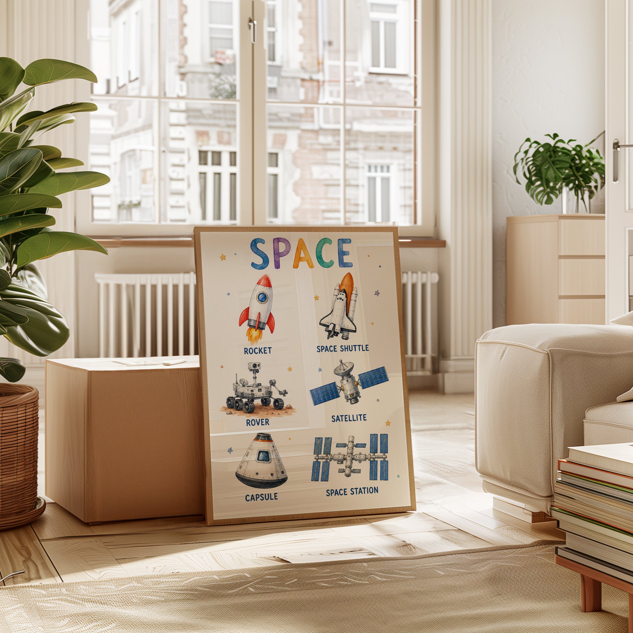 Space Educational Poster: Watercolor Rockets - interior
