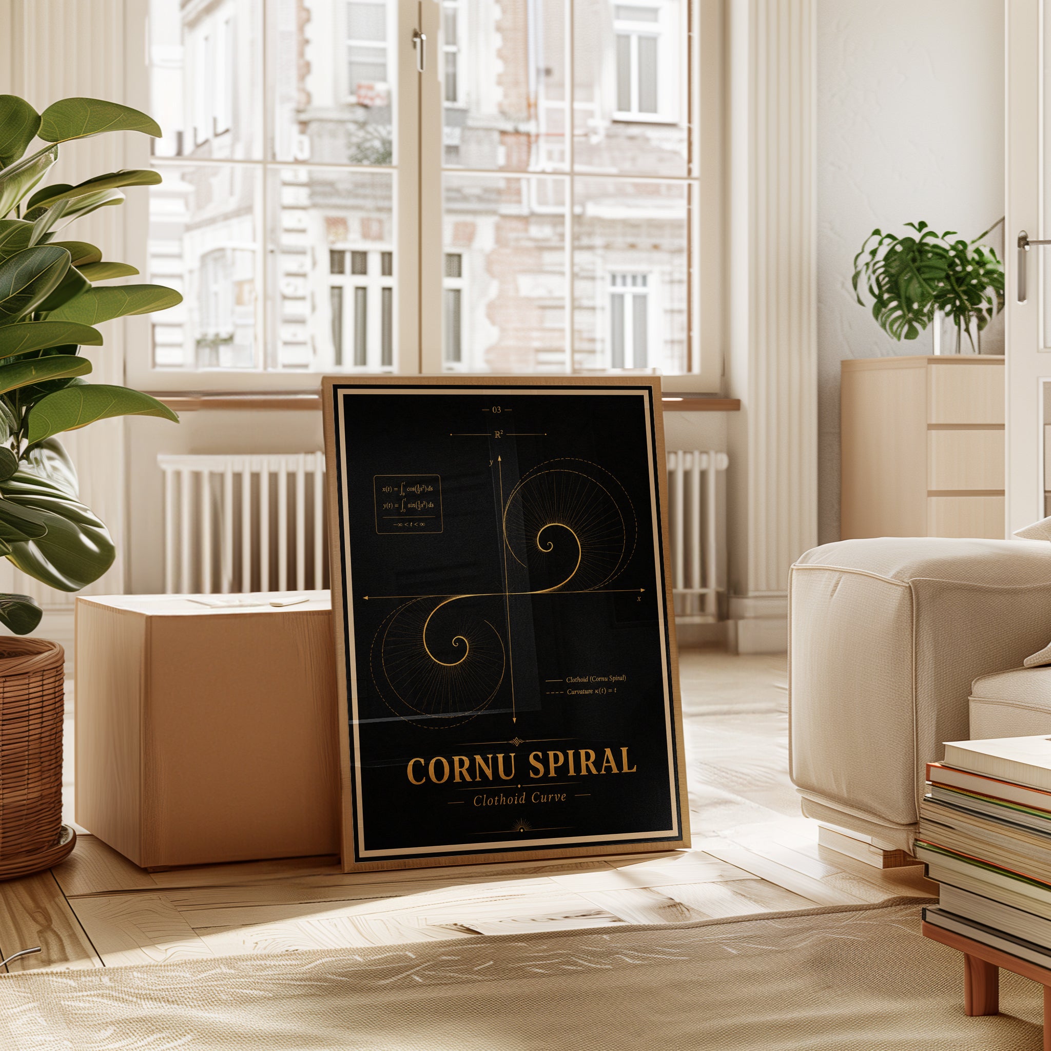 Mathematical Wall Art – Cornu Spiral Print - interior