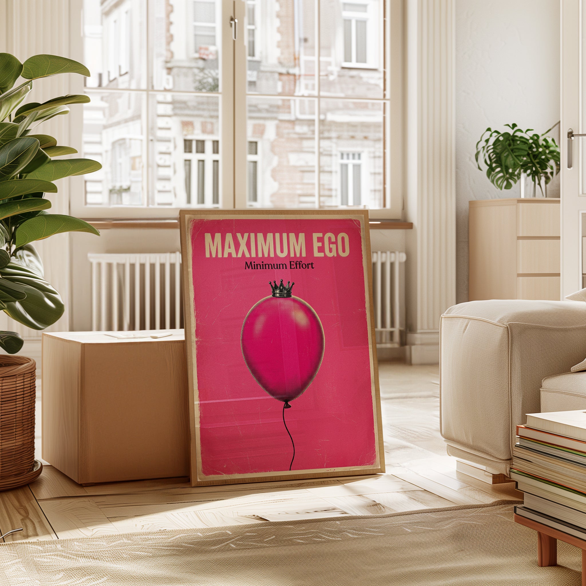 Retro Pop Art Balloon Print – Crowned Pink Balloon - interior