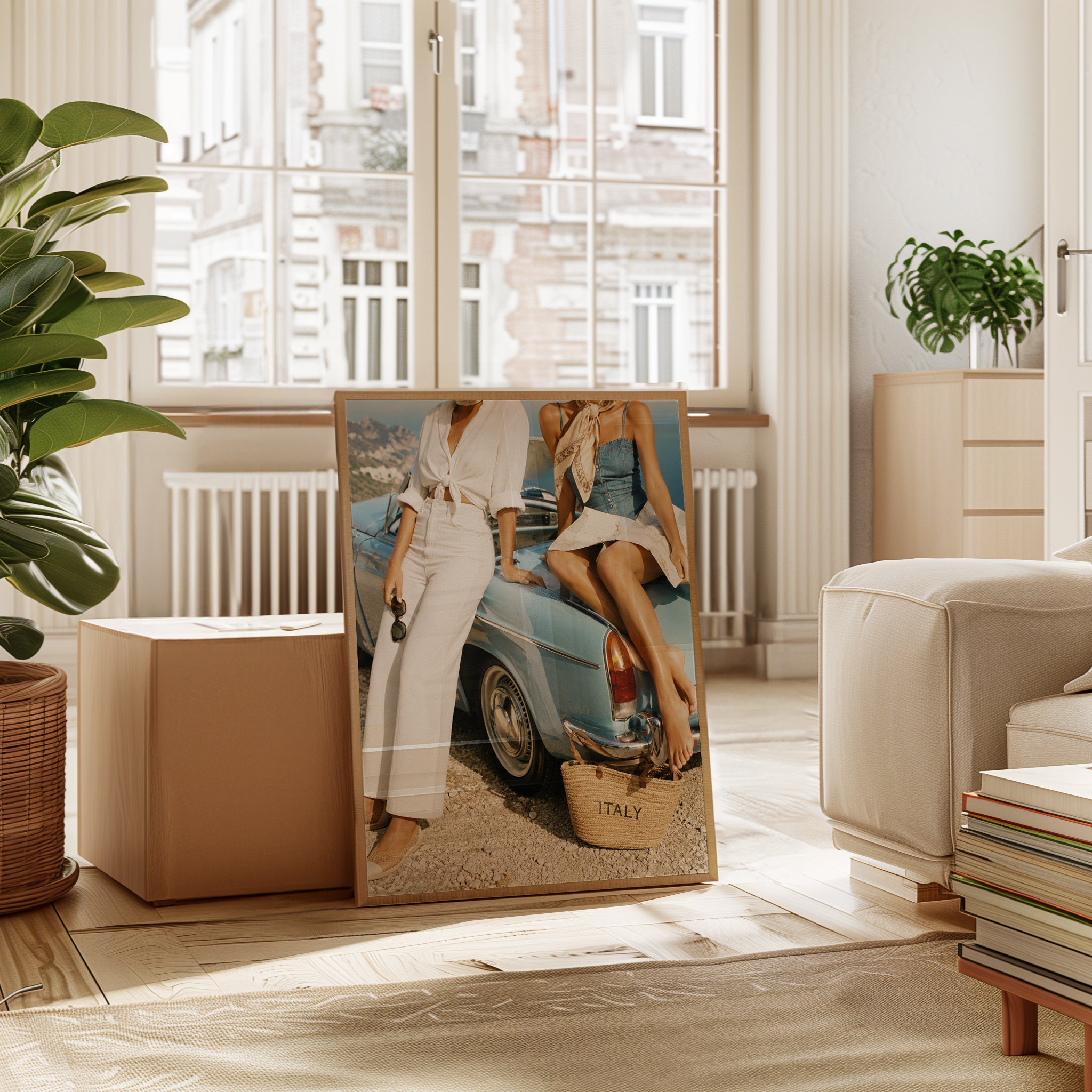 Italian Riviera Summer Style Print: Vintage Car Fashion Photography - interior