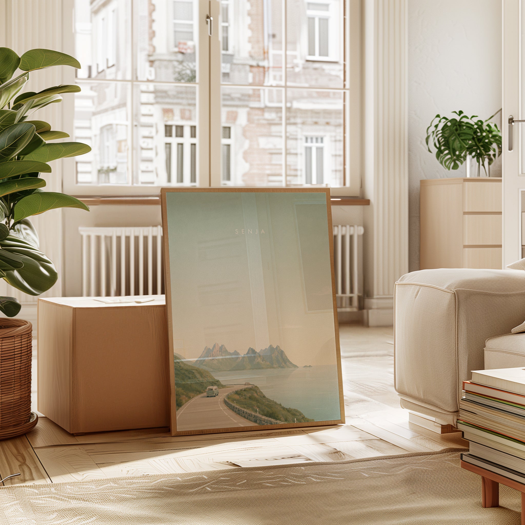 Senja Coastal Road Print: Minimalist Norwegian Landscape Art - interior
