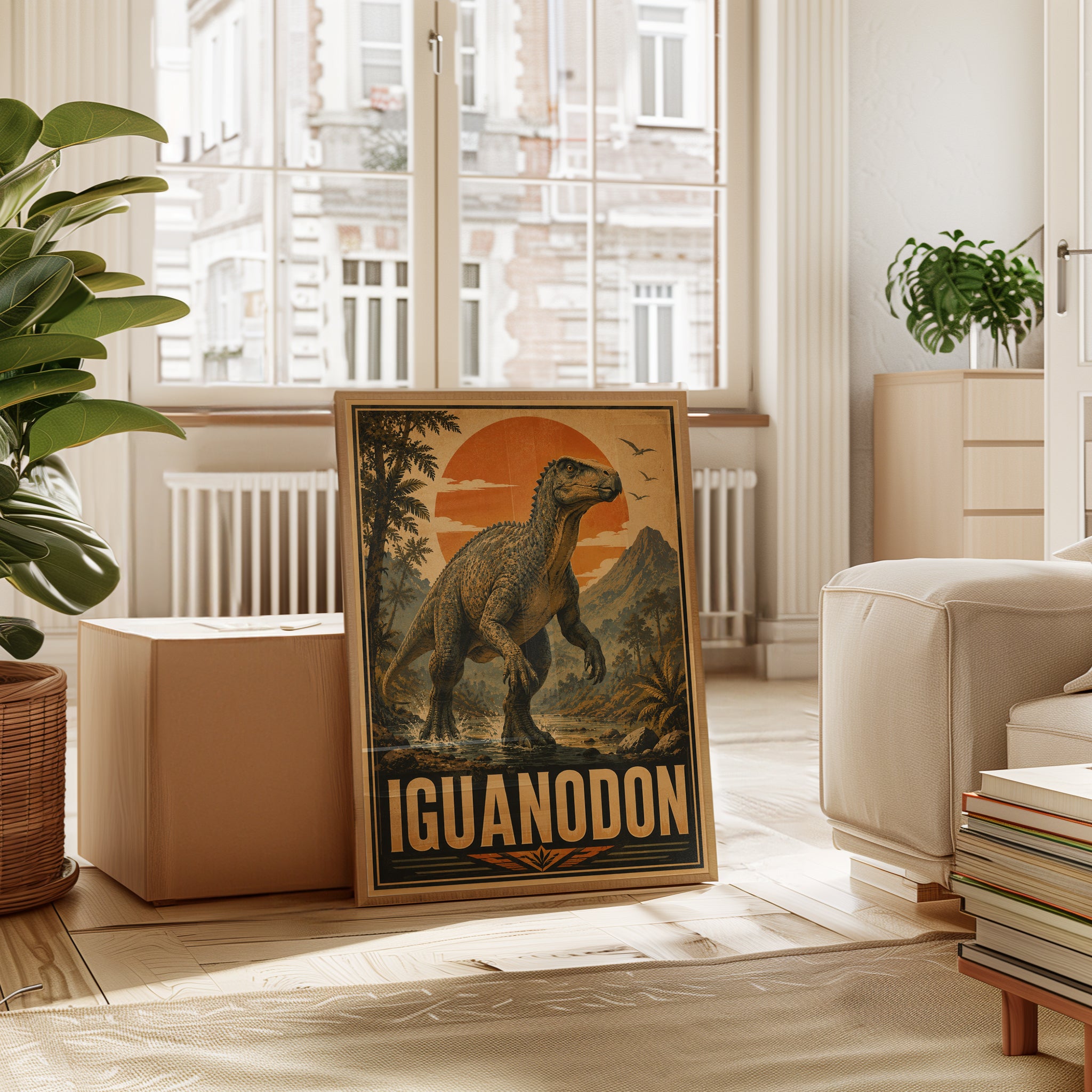 Iguanodon Dinosaur Print: Retro Paleontology Poster - interior