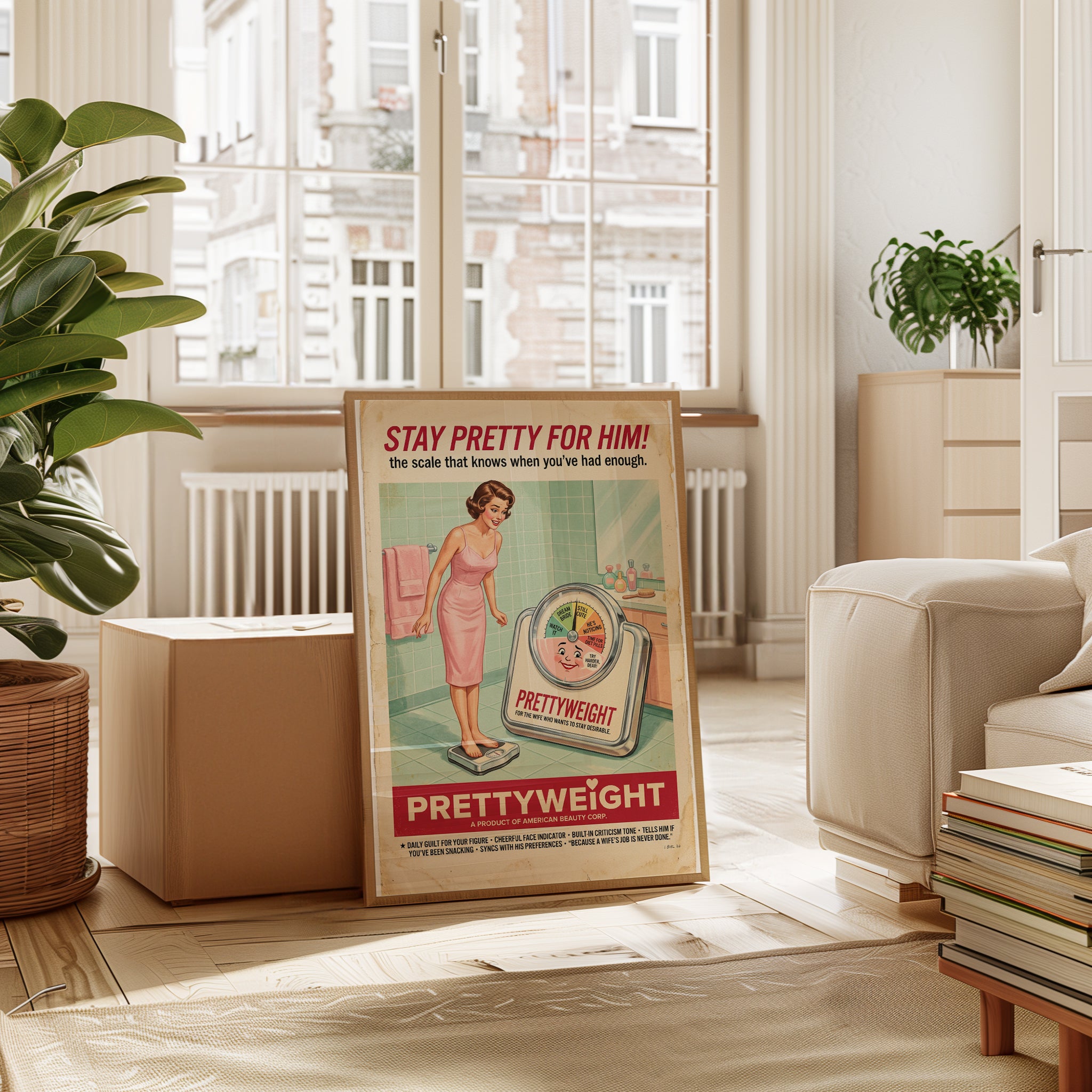 Retro Bathroom Scale Print - interior