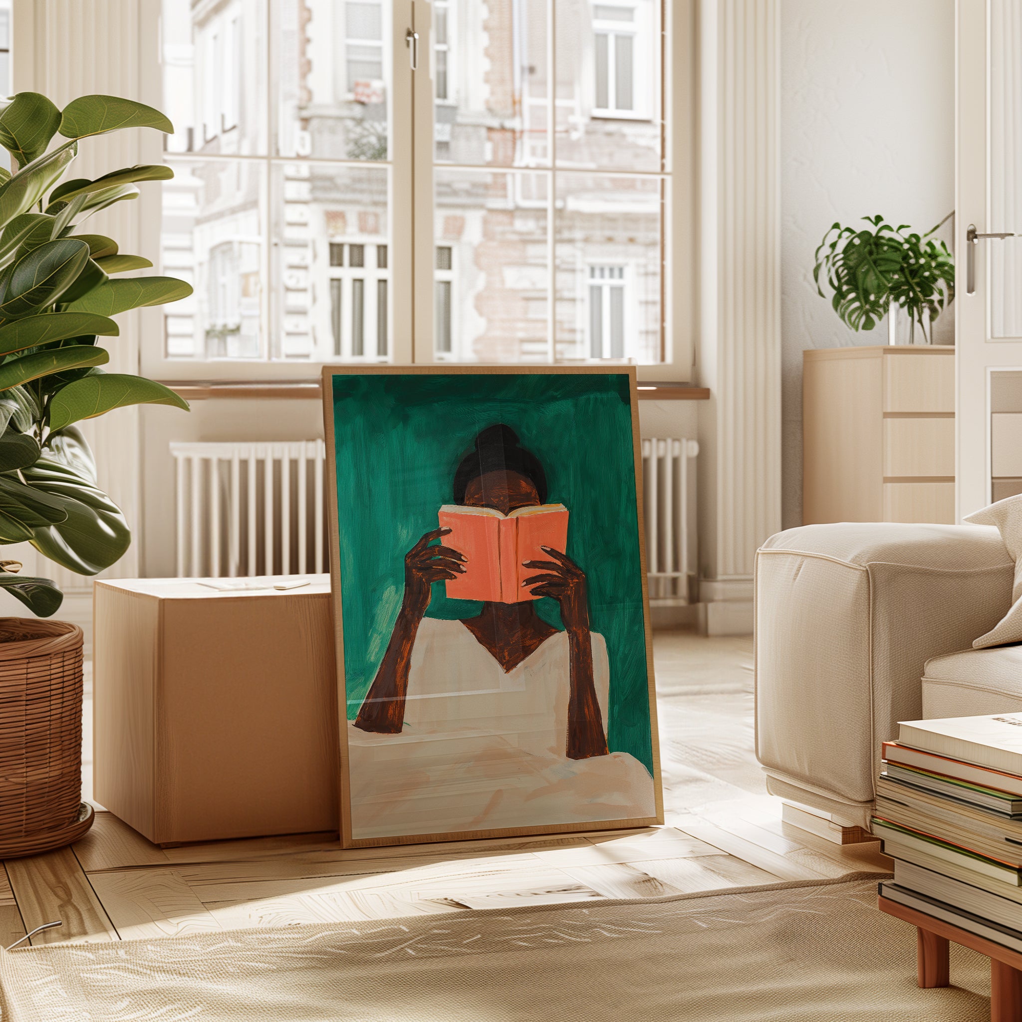 Reading Portrait Poster: Black Woman with Book - interior