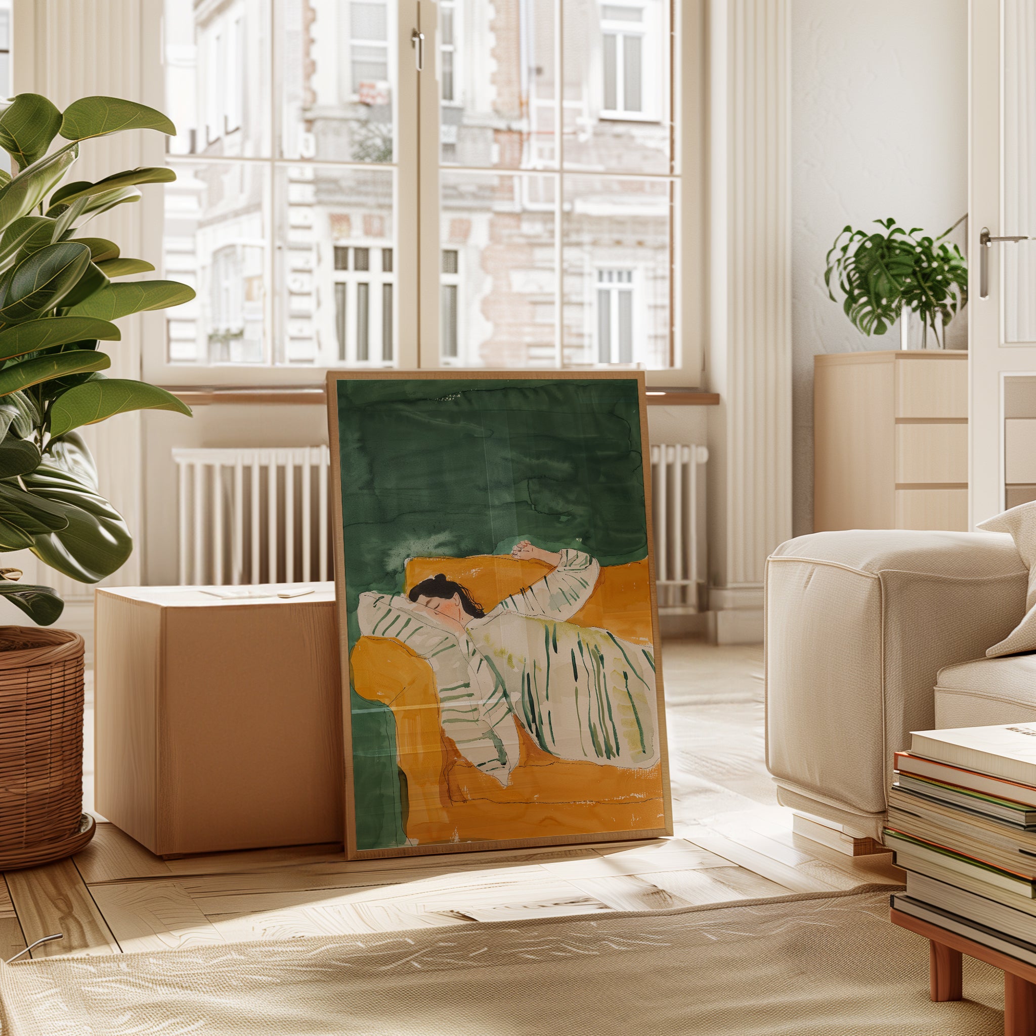 Figurative Wall Art Print: Woman Resting - interior
