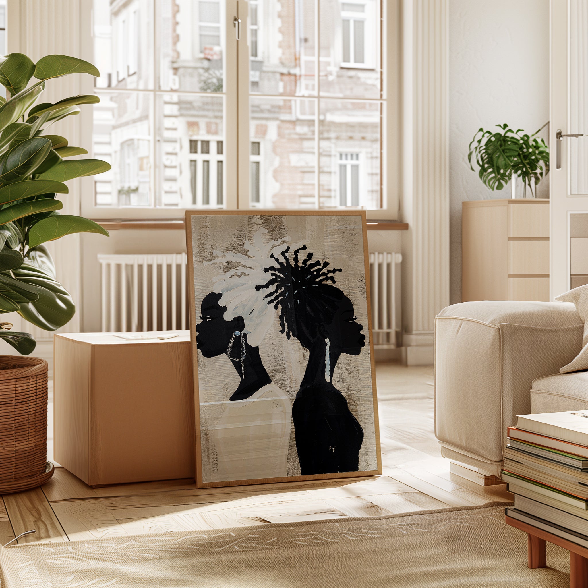 Afrocentric Portrait Print: Black Woman Silhouettes (Multiple Sizes) - interior
