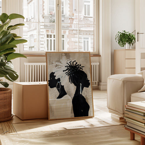 Afrocentric Portrait Print: Black Woman Silhouettes (Multiple Sizes) - interior