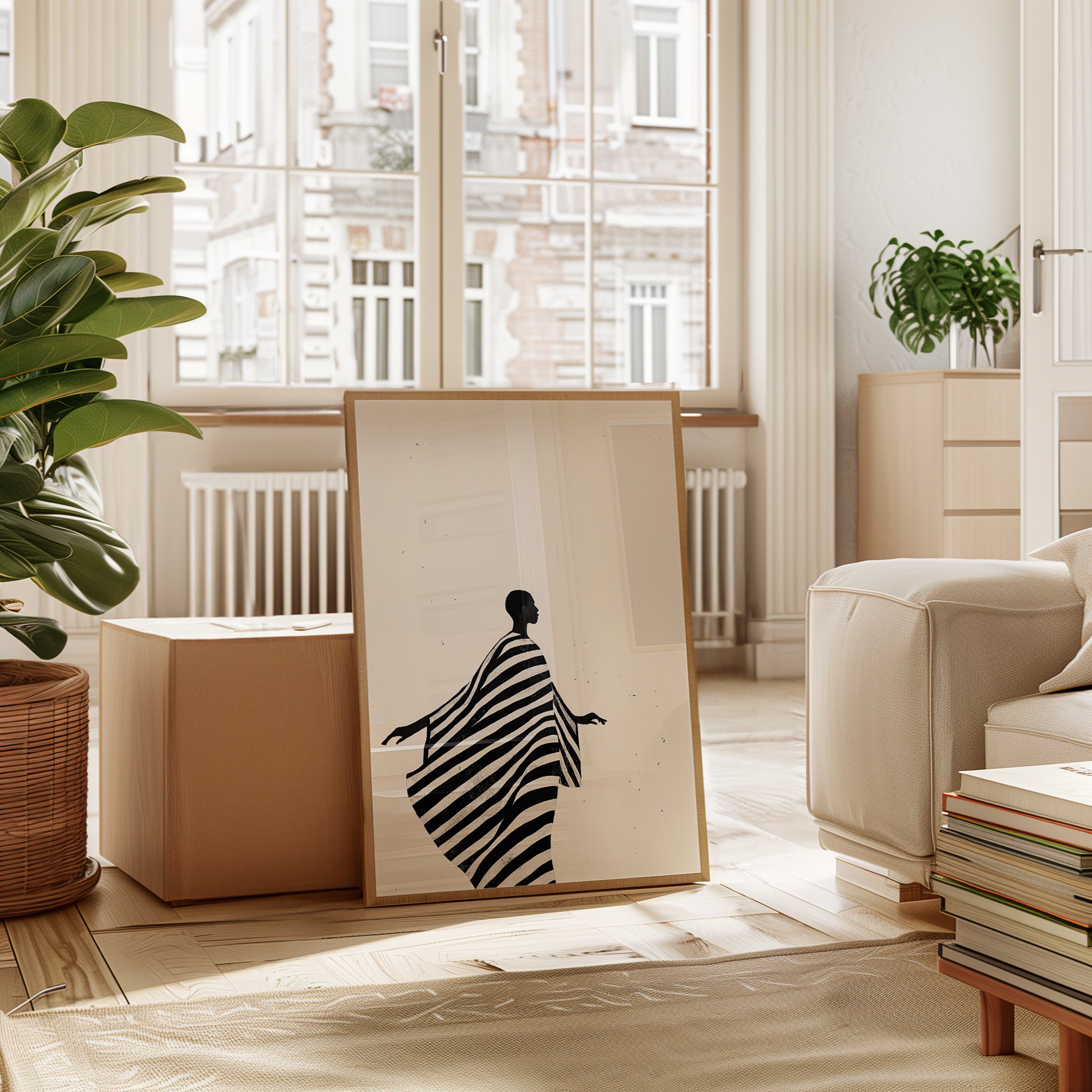 Fashion Wall Art Print: Bold Striped Silhouette - interior