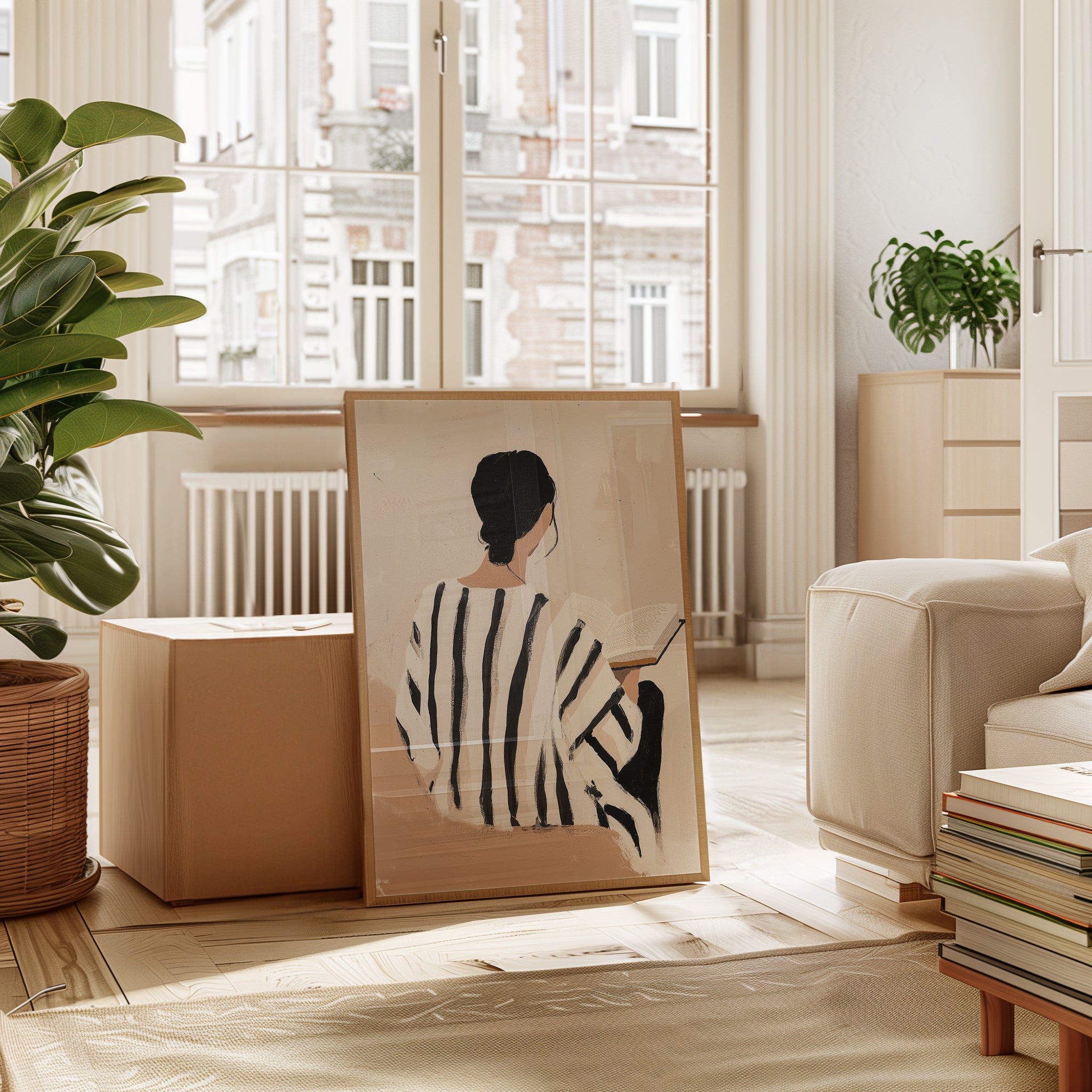Minimalist Woman Reading Art Print - interior