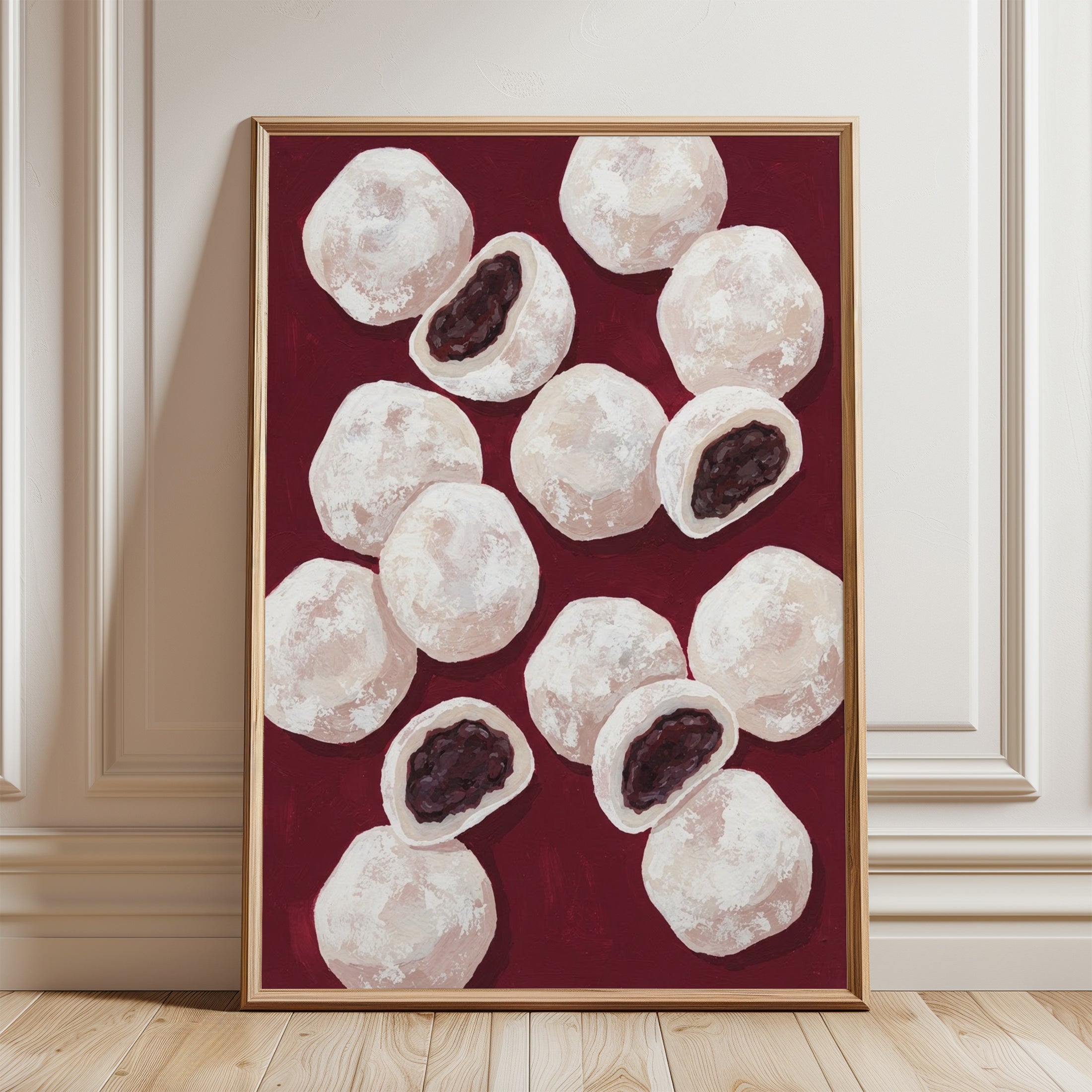 Red Bean Mochi Wall Art – Kitchen Print - framed detail