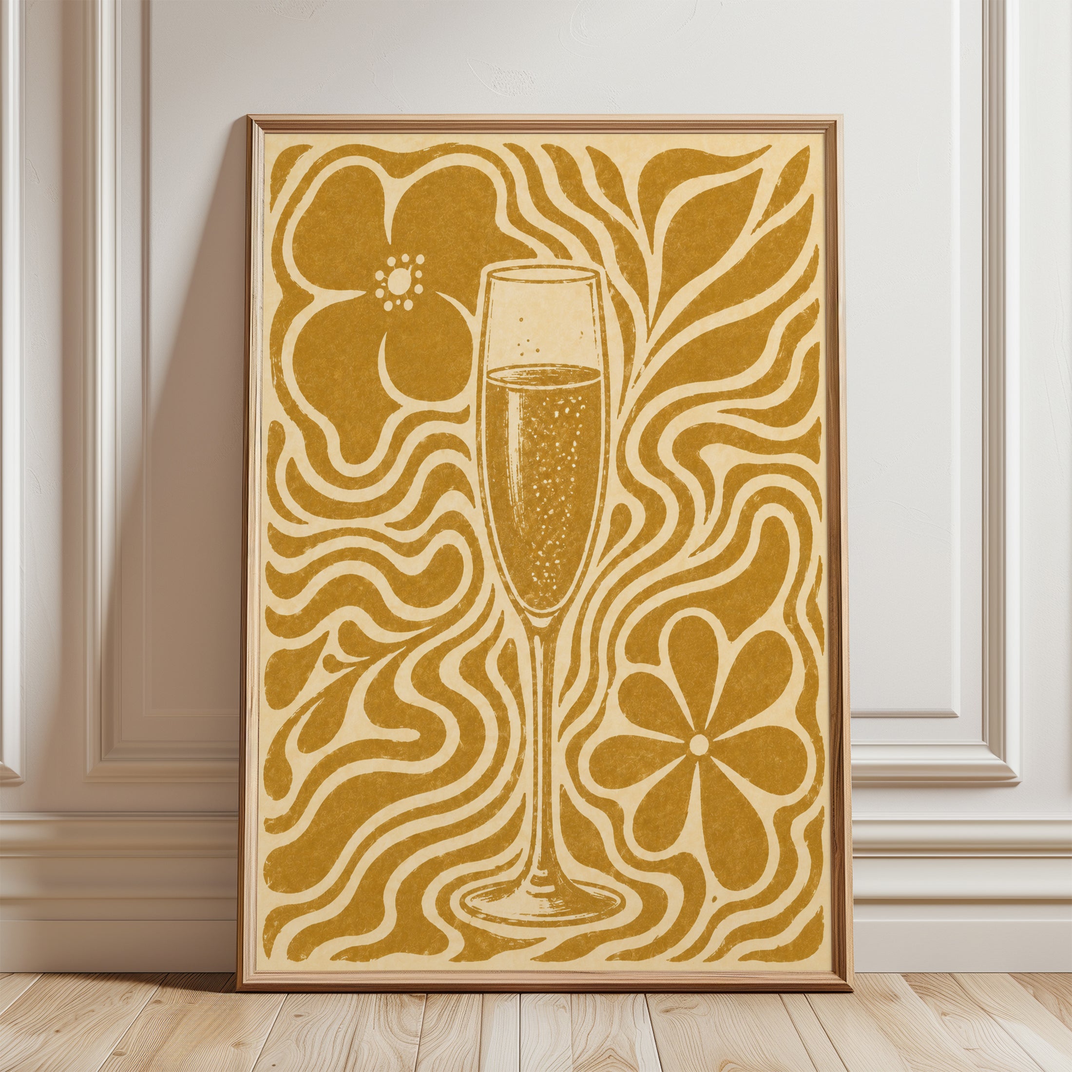 Champagne Wall Art - framed detail