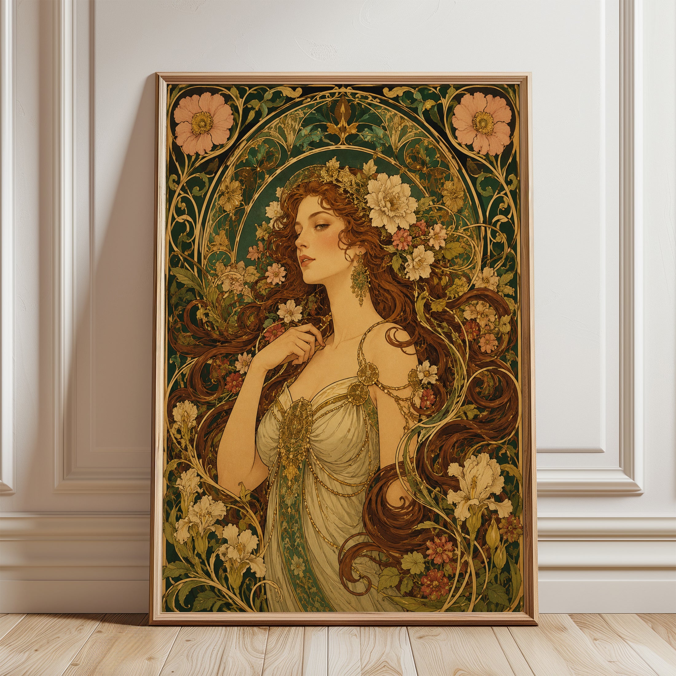 Art Nouveau Woman Print - framed detail