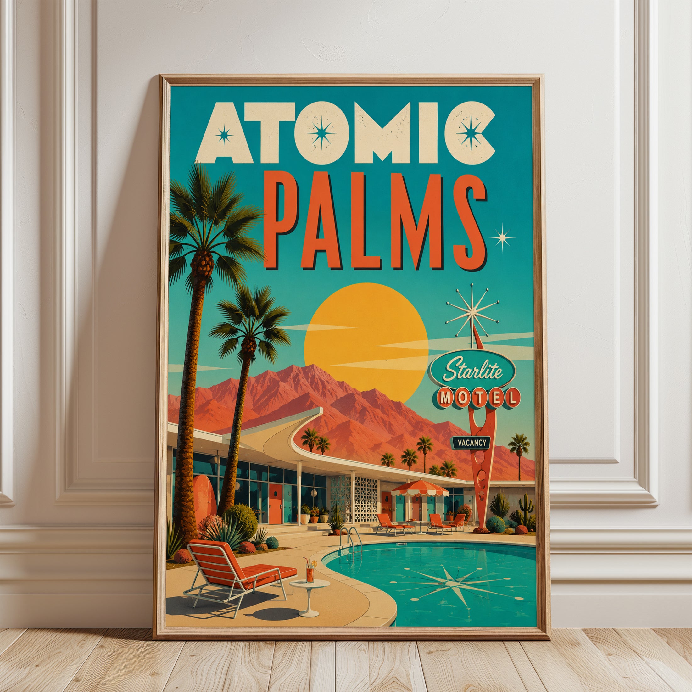 Mid Century Modern Poster – Retro Travel Print - framed detail
