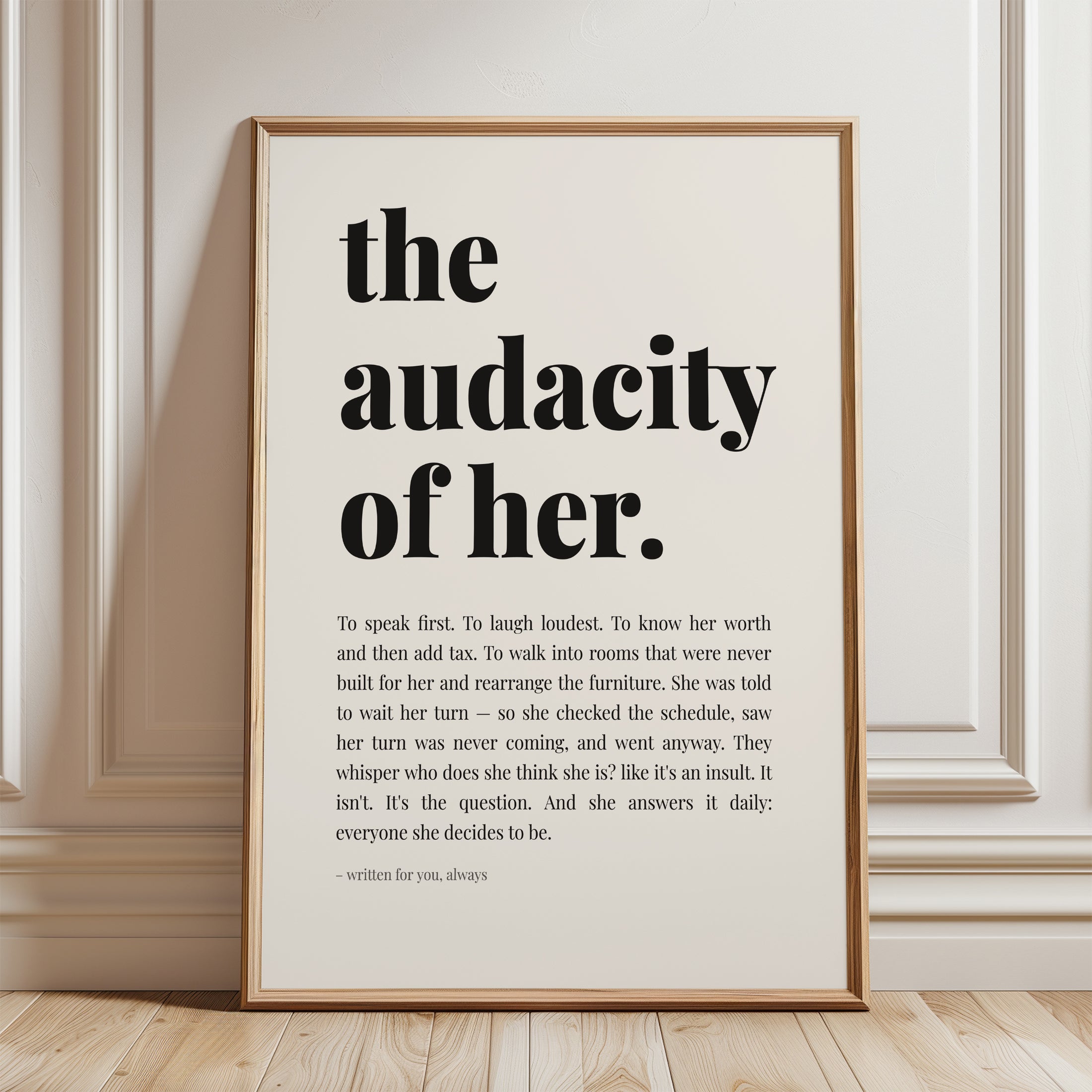 Feminist Wall Art – Empowerment Quote Print - framed detail