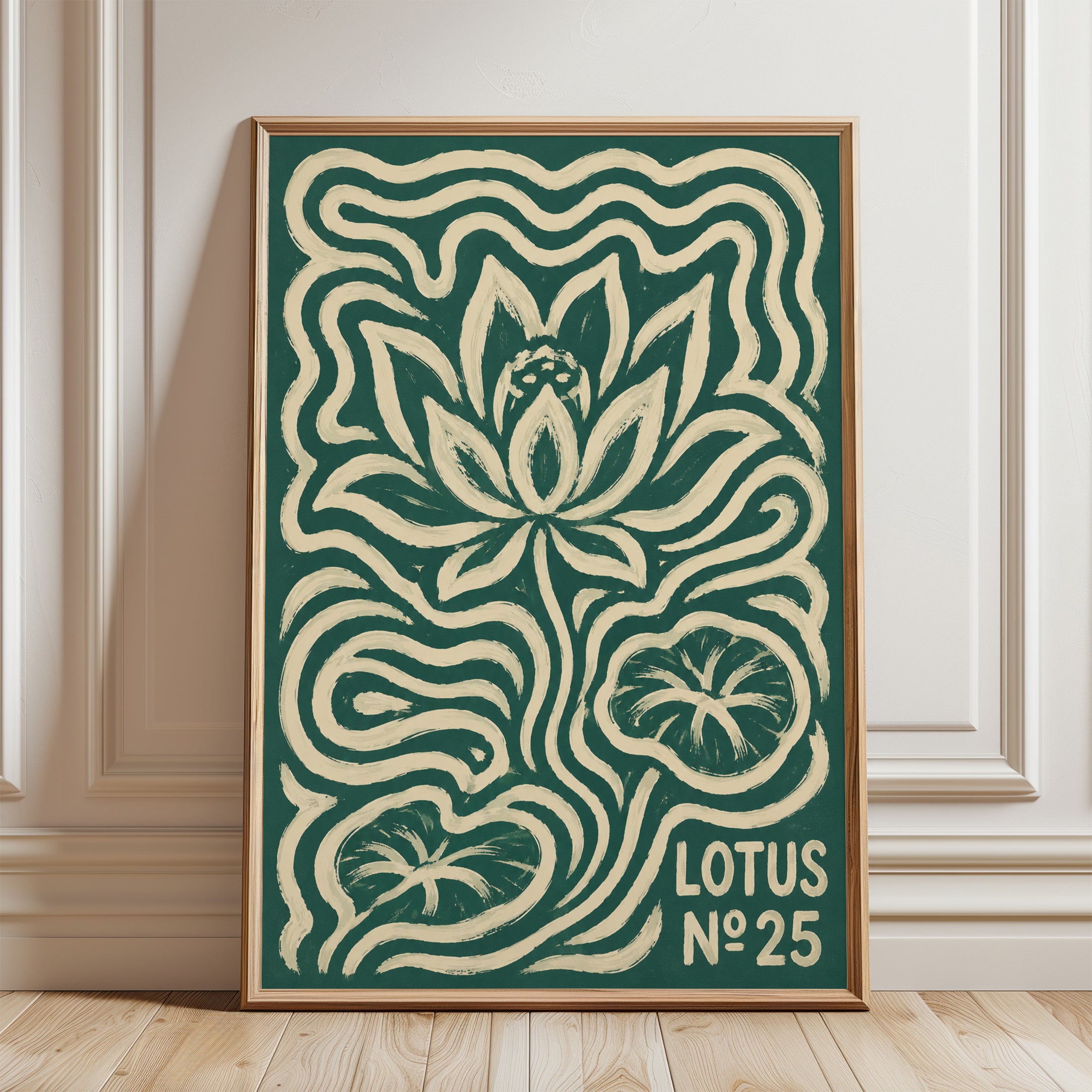 Art Nouveau Lotus Print - framed detail