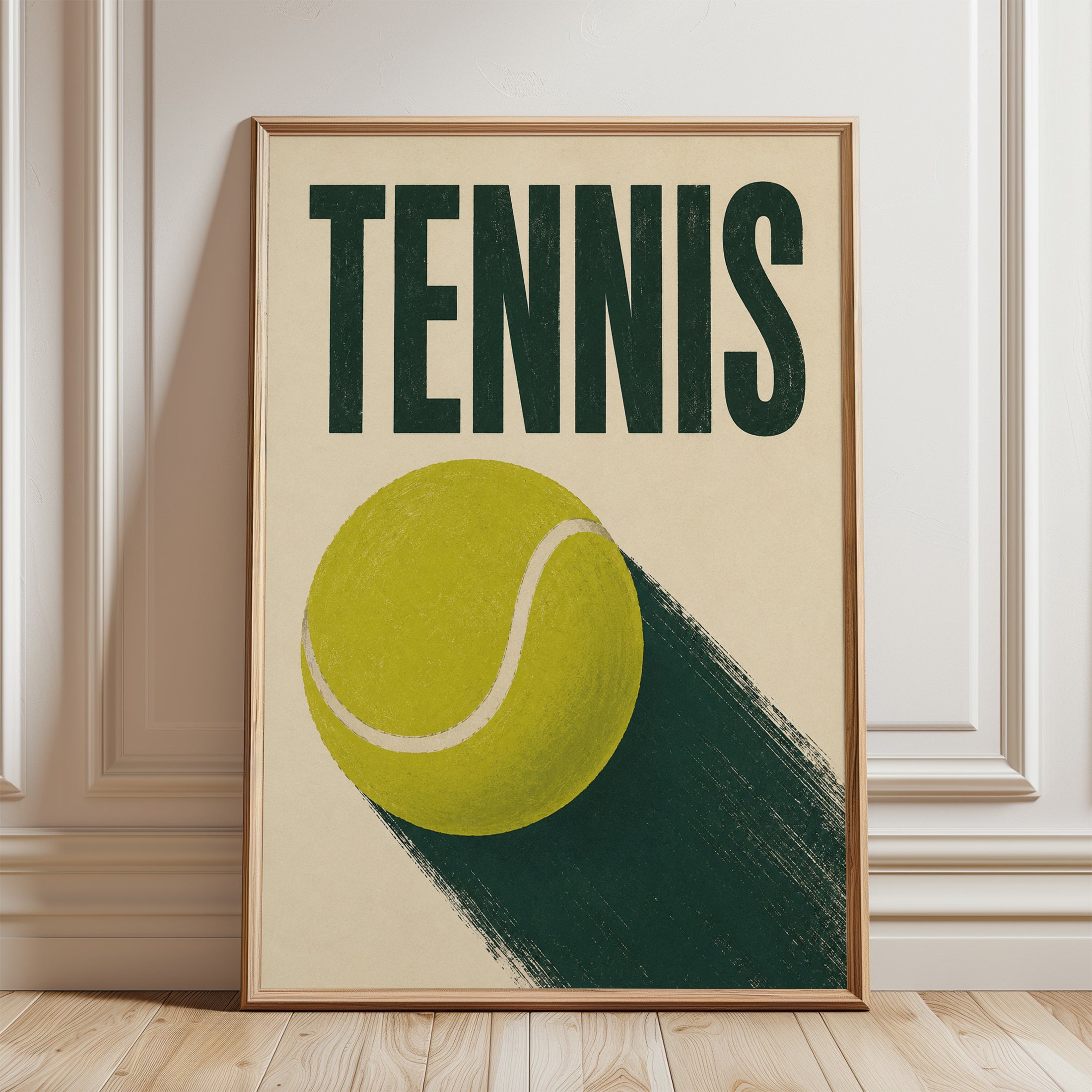 Tennis Wall Art – Retro Sports Poster - framed detail