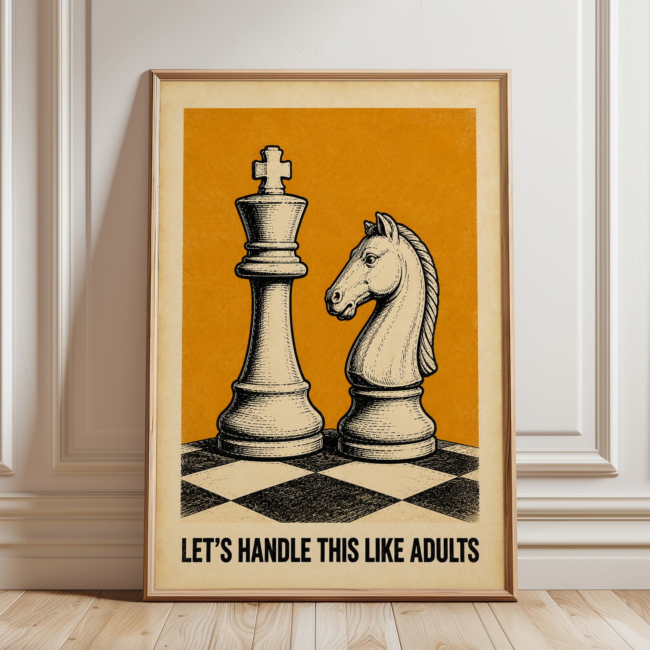 Chess Wall Art – Vintage Typography Print - framed detail