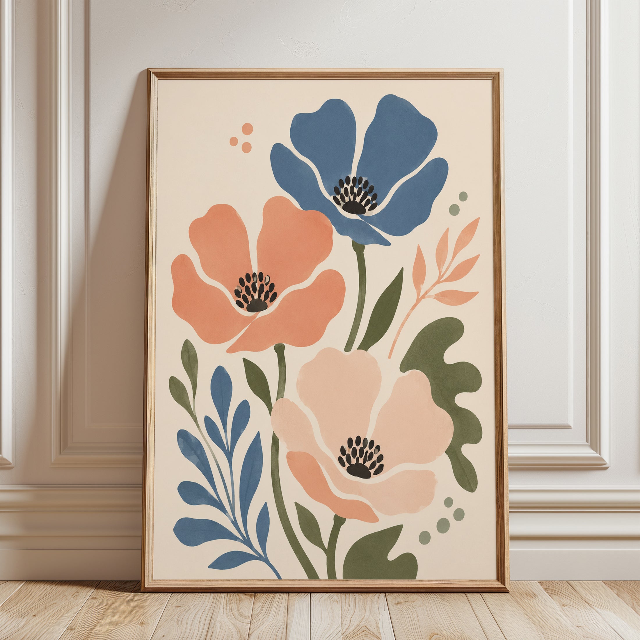 Modern Floral Wall Art - framed detail