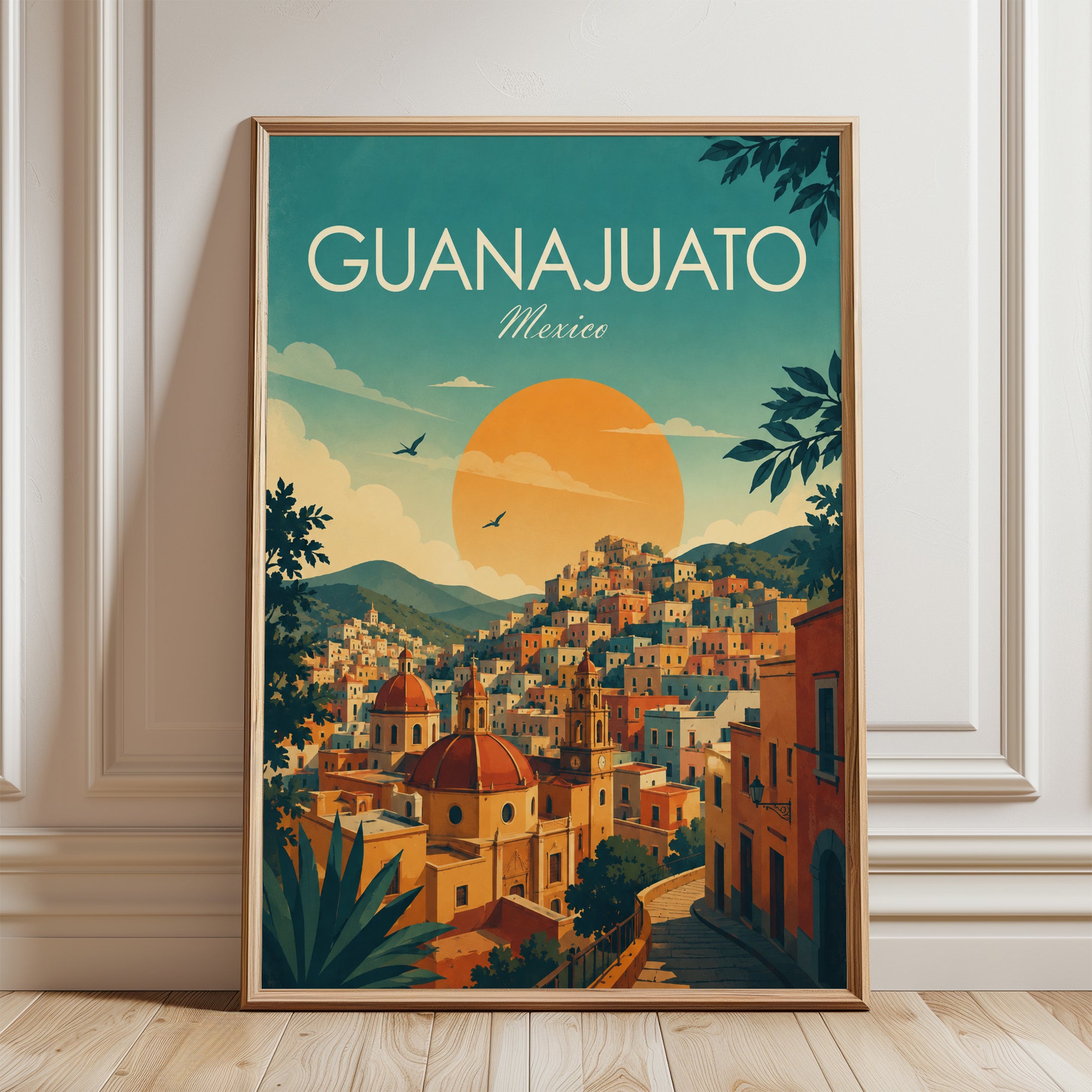 Guanajuato Travel Poster – Mexico Wall Art - framed detail