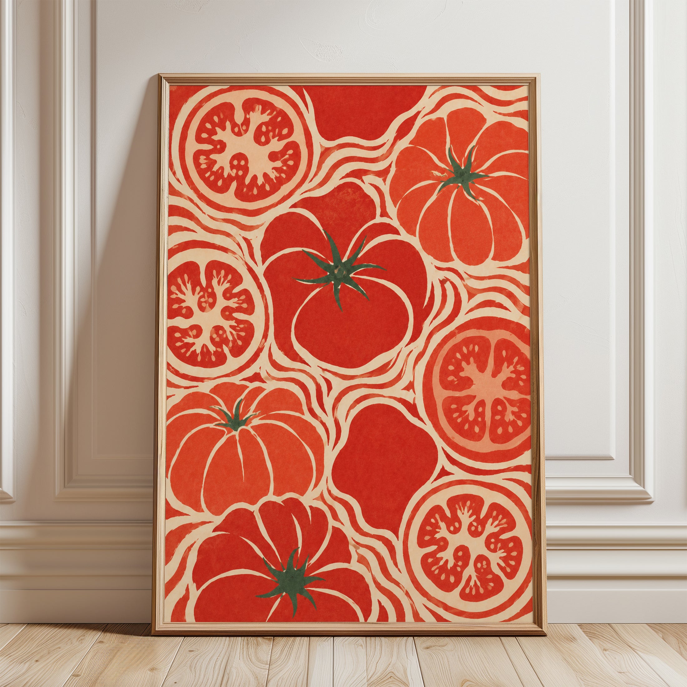 Tomato Wall Art – Retro Kitchen Print - framed detail