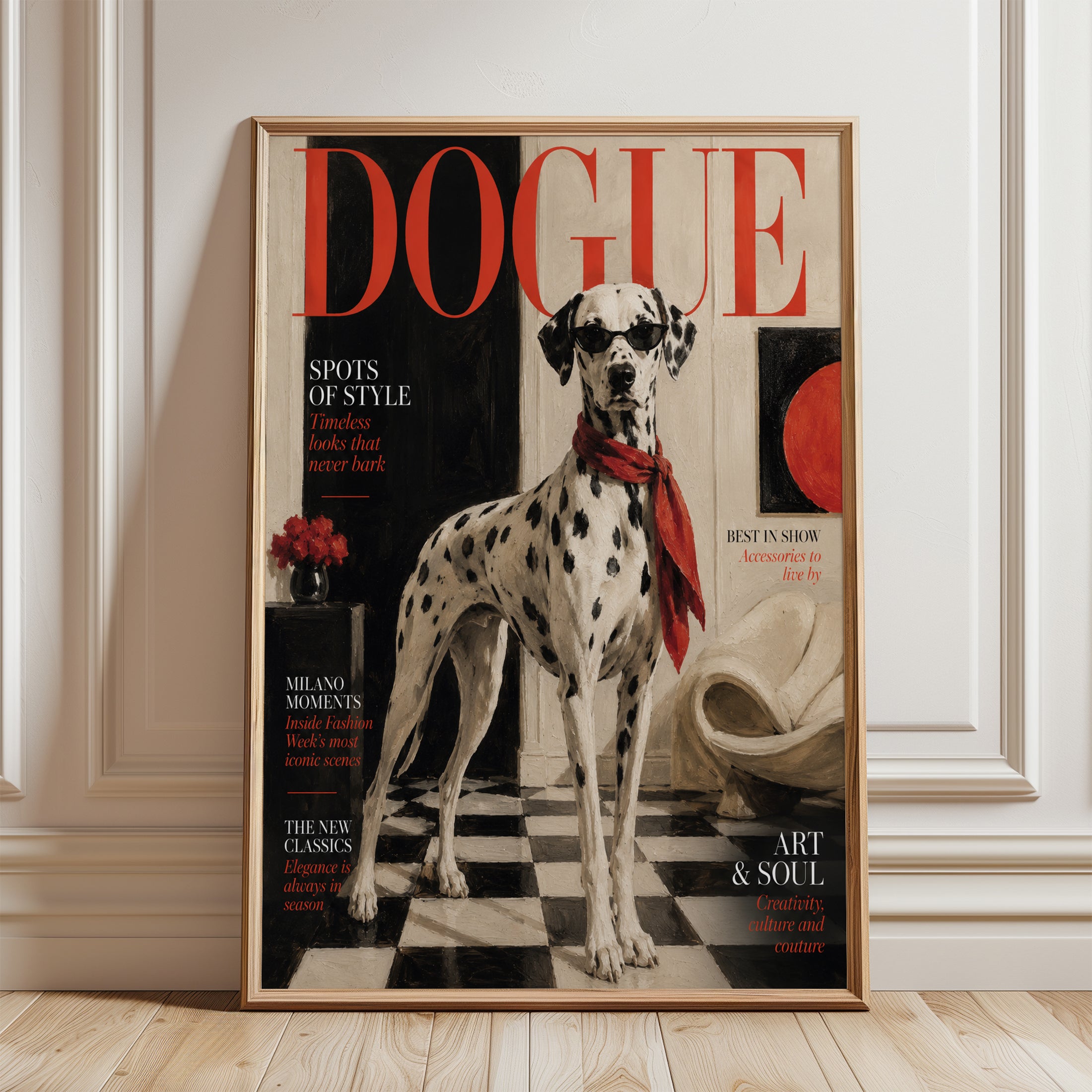 Dalmatian Wall Art – Fashion Dog Print - framed detail
