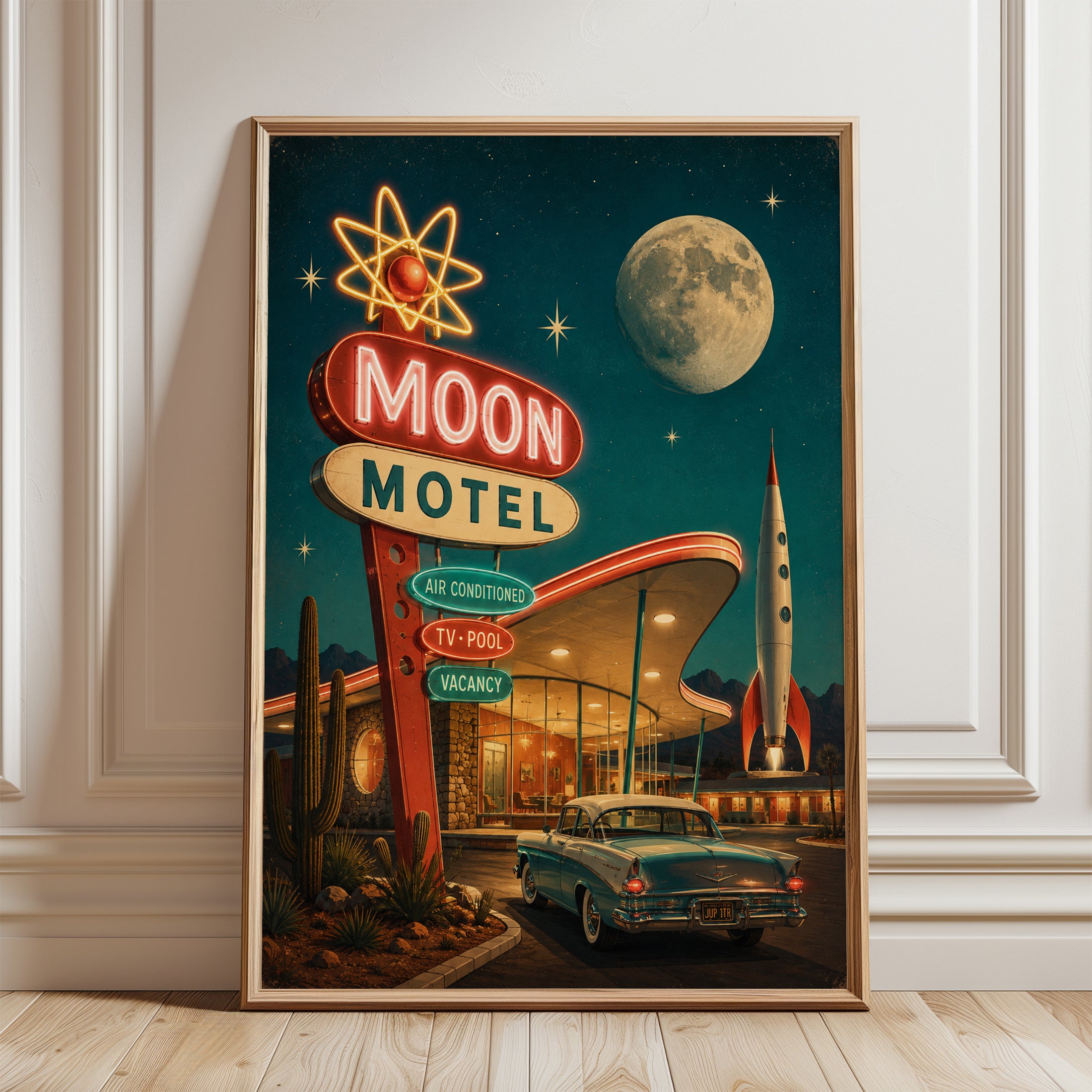 Retro Motel Wall Art - framed detail