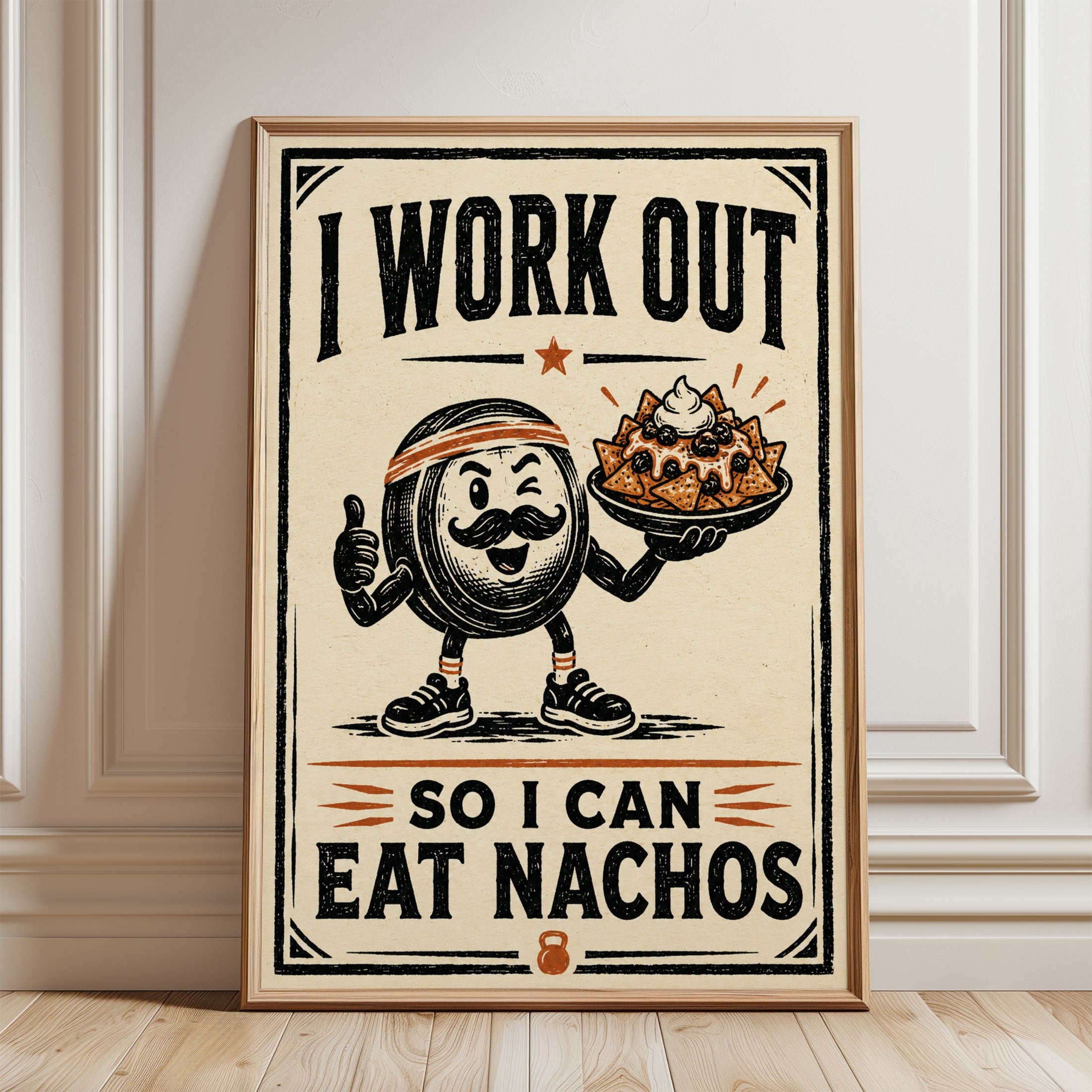 Gym Quote Wall Art – Funny Workout Print - framed detail